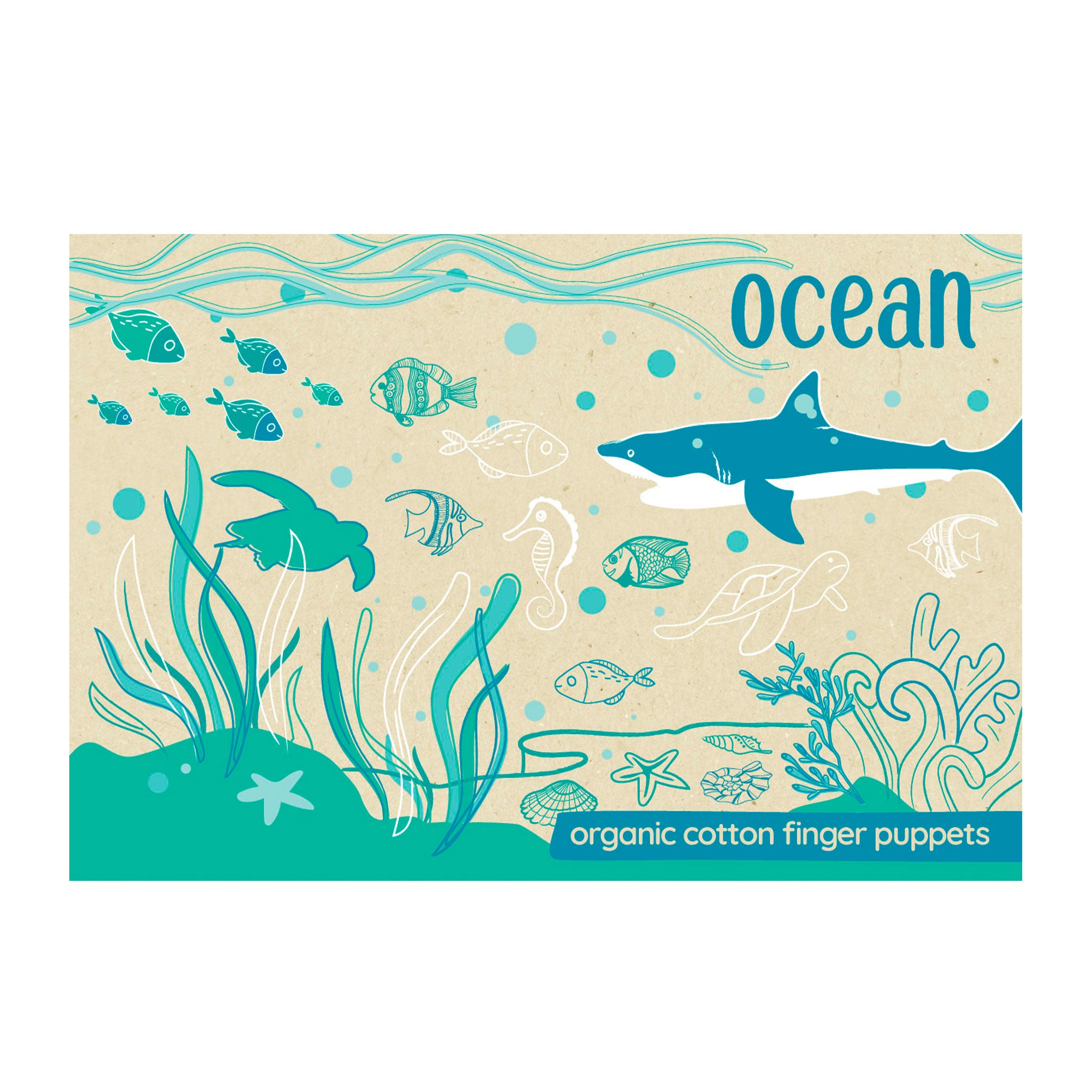 Ocean Story Pack of 4 - Organic Cotton Finger Puppets