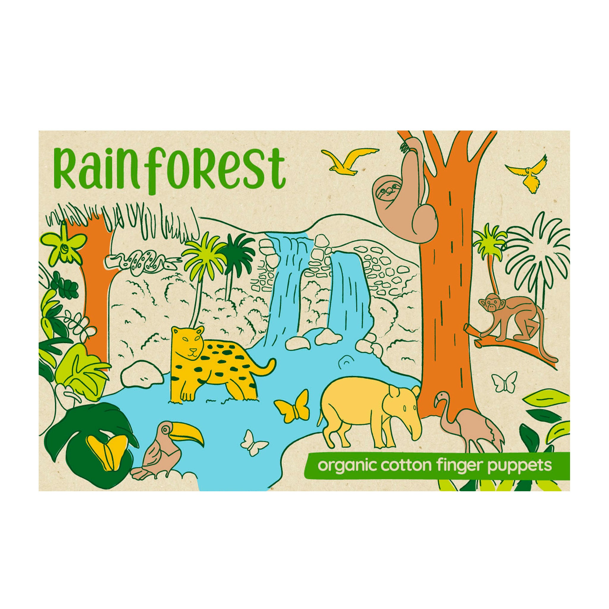 Rainforest Story Pack of 4 - Organic Cotton Finger Puppets