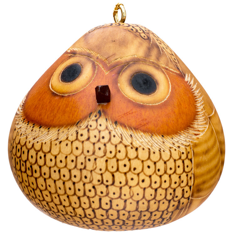 Blond Owl - Gourd Ornament