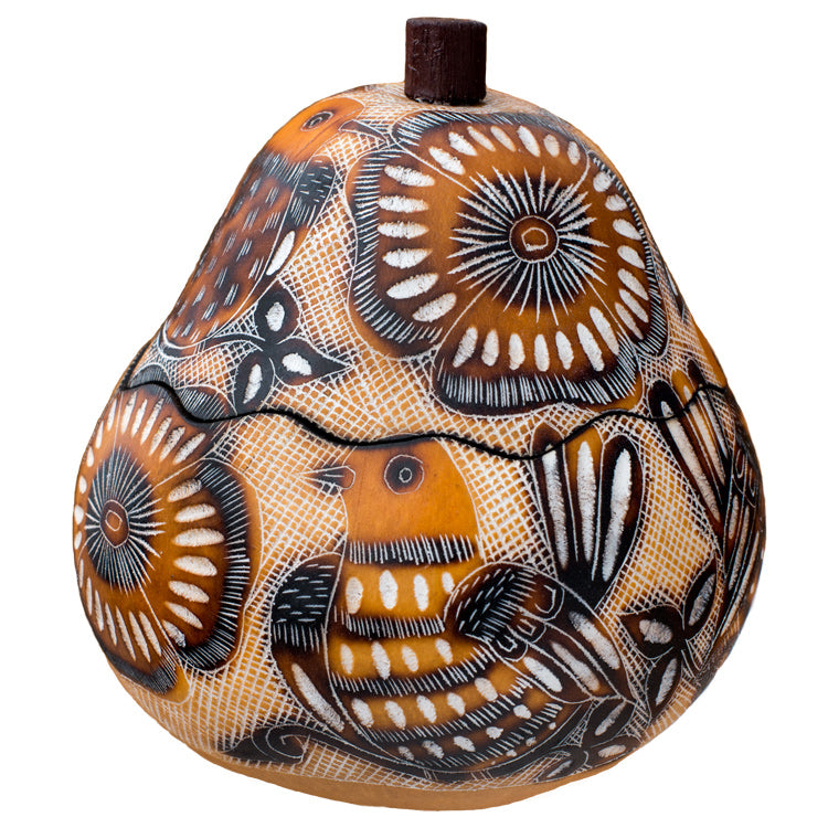 Lace Birds - Petite Carved Gourd Box