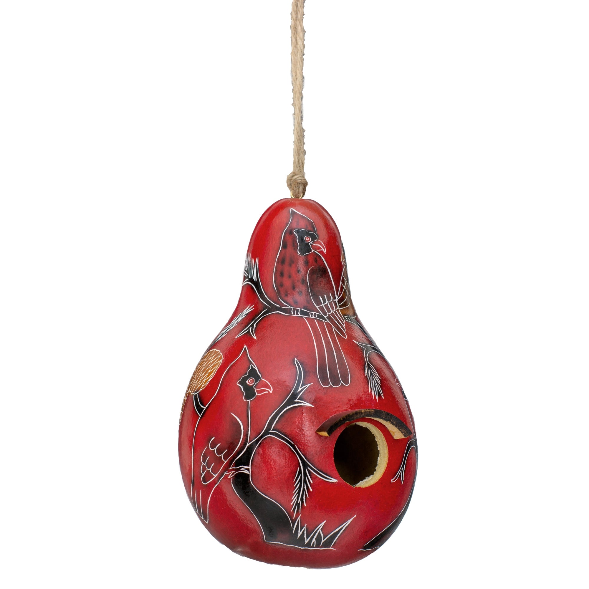 Cardinals on Branch - Gourd Birdhouse