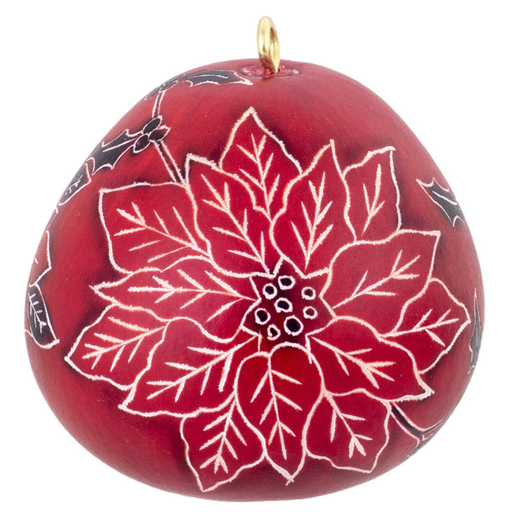 Poinsettia - Mini Gourd Ornament