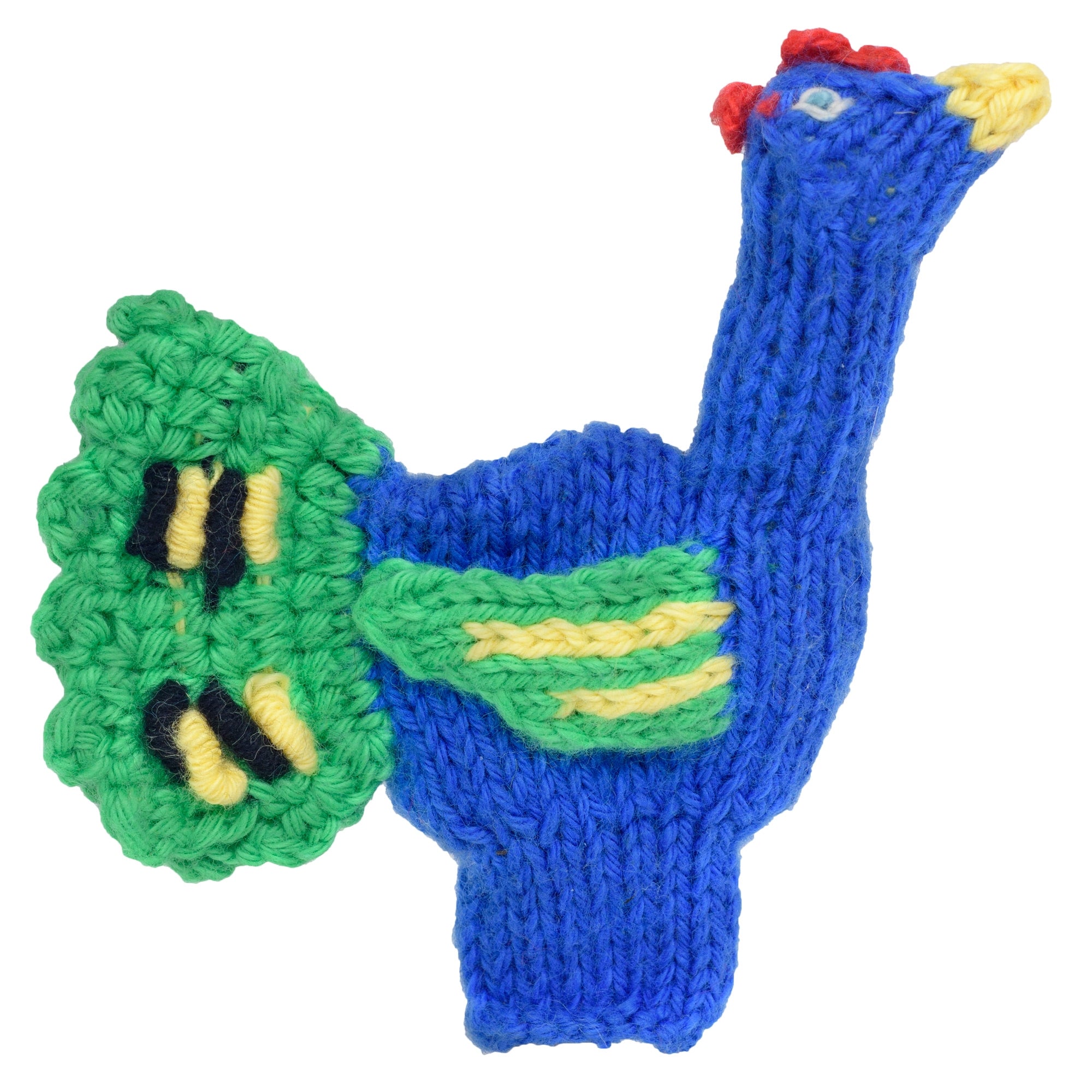 Peacock - Bright Organic Cotton Finger Puppet