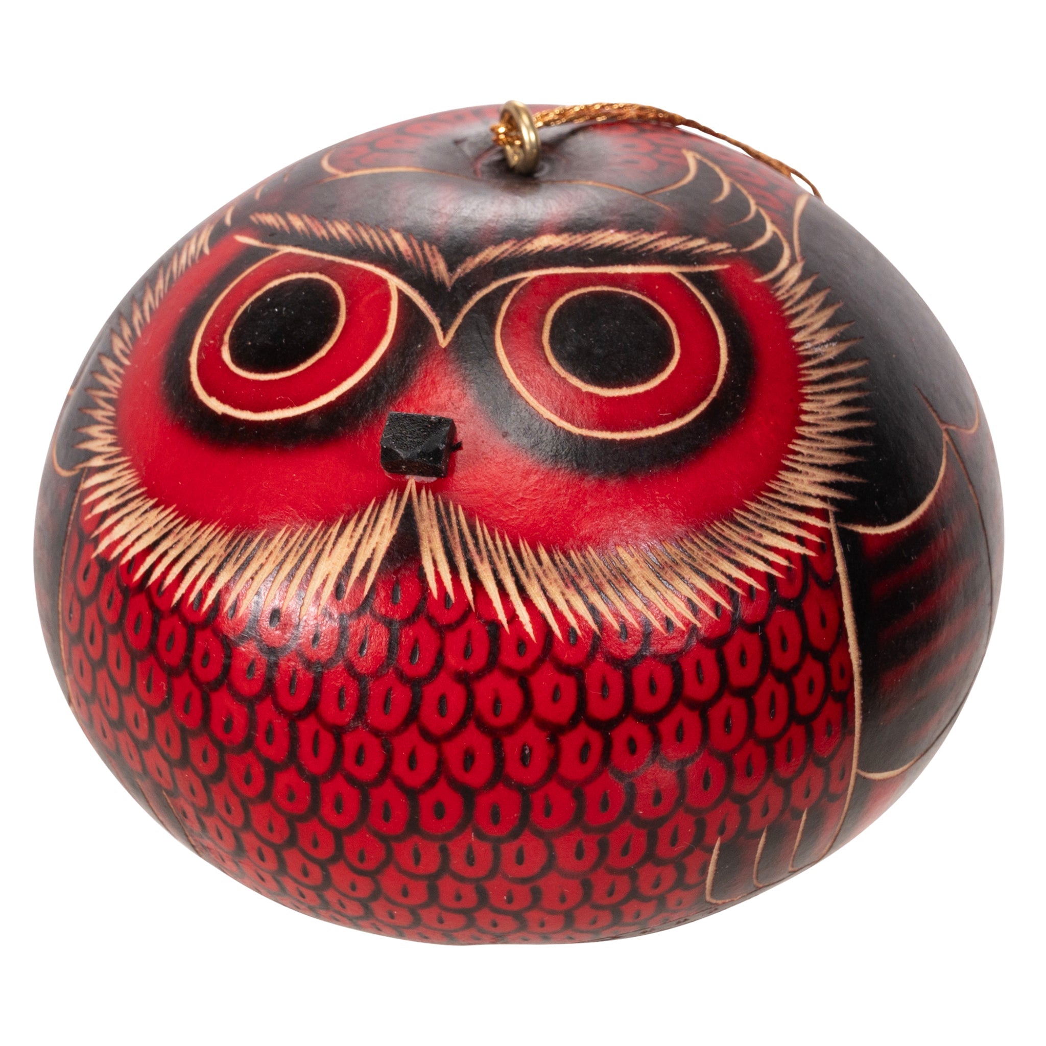 Red Owl - Gourd Ornament