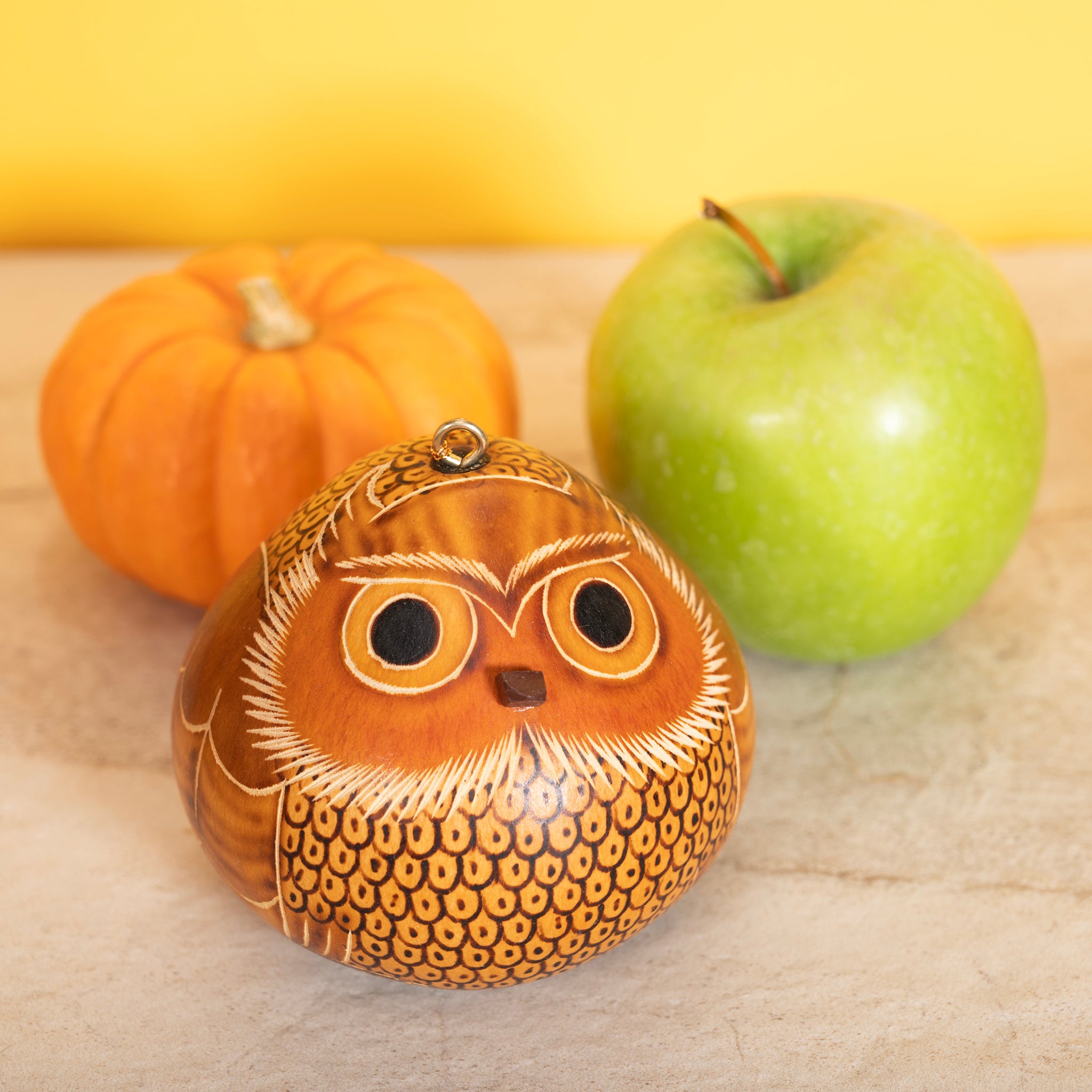 Blond Owl - Gourd Ornament