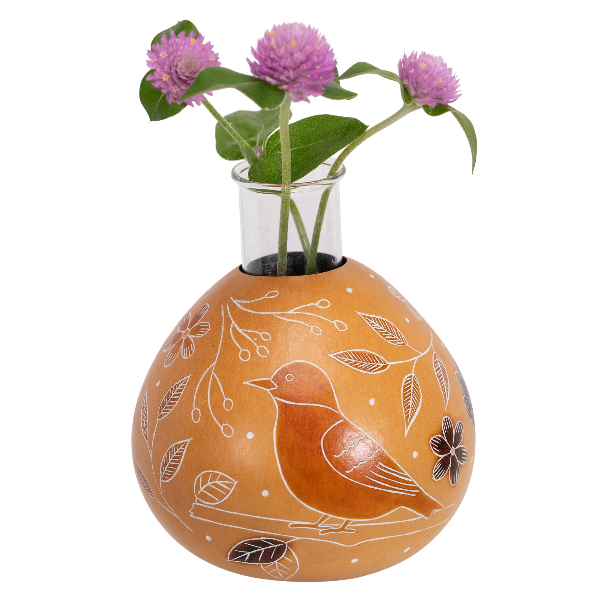 Bird Wildflower Gourd Bud Vase