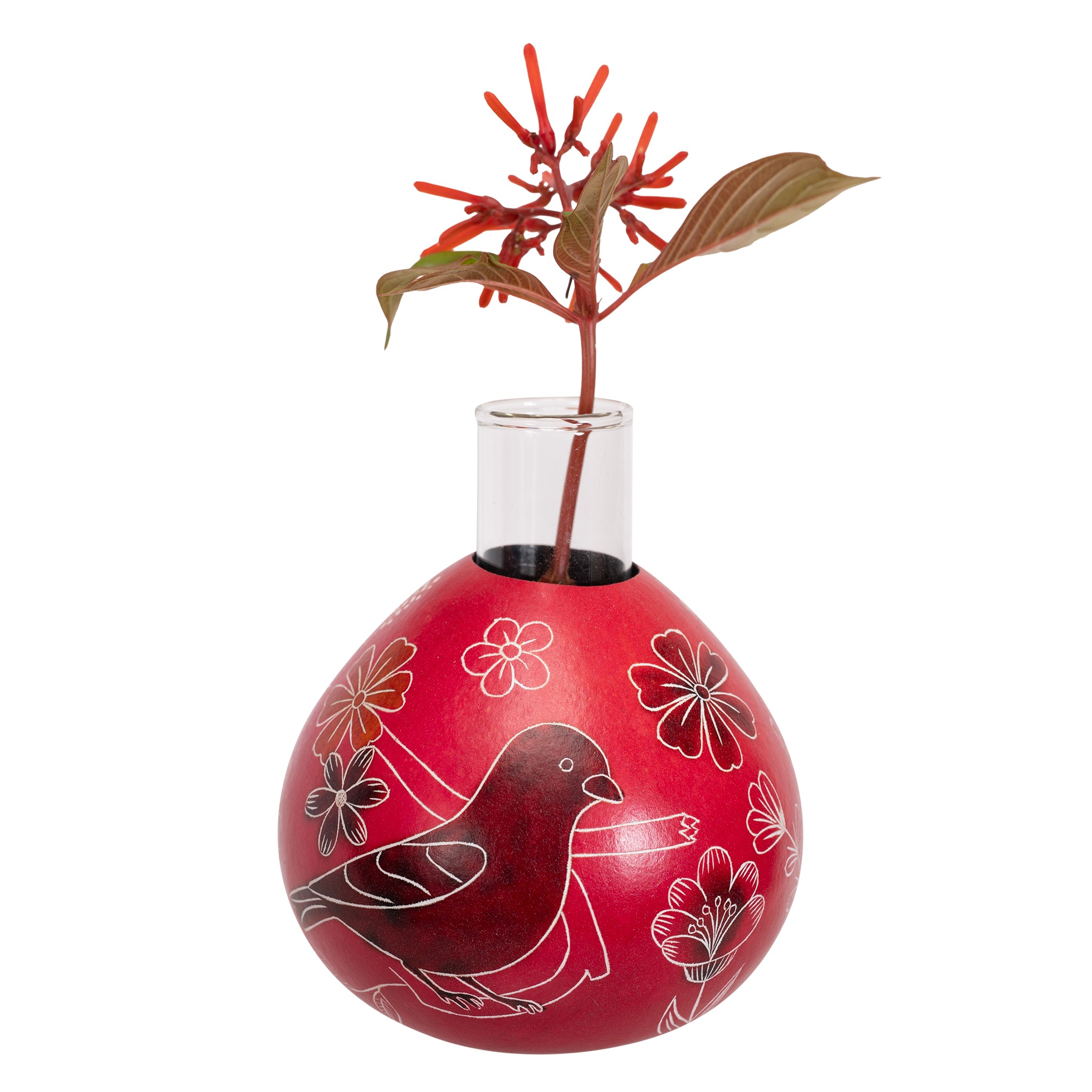 Bird Wildflower Gourd Bud Vase