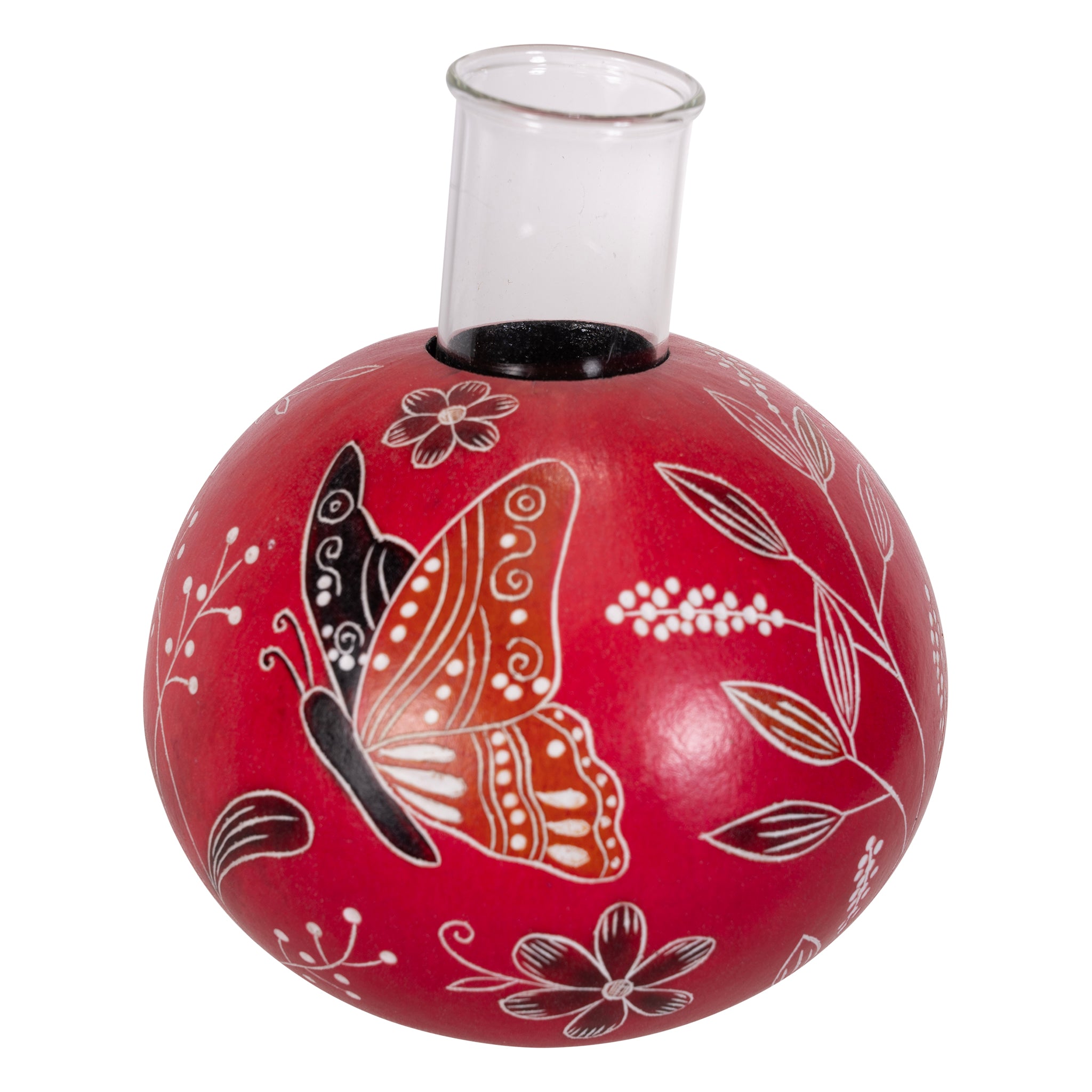 Butterfly & Wild Flowers - Gourd Bud Vase