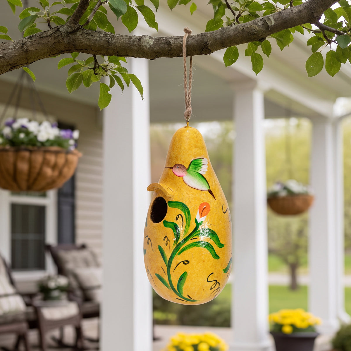 Hummingbird Painted Birdhouse