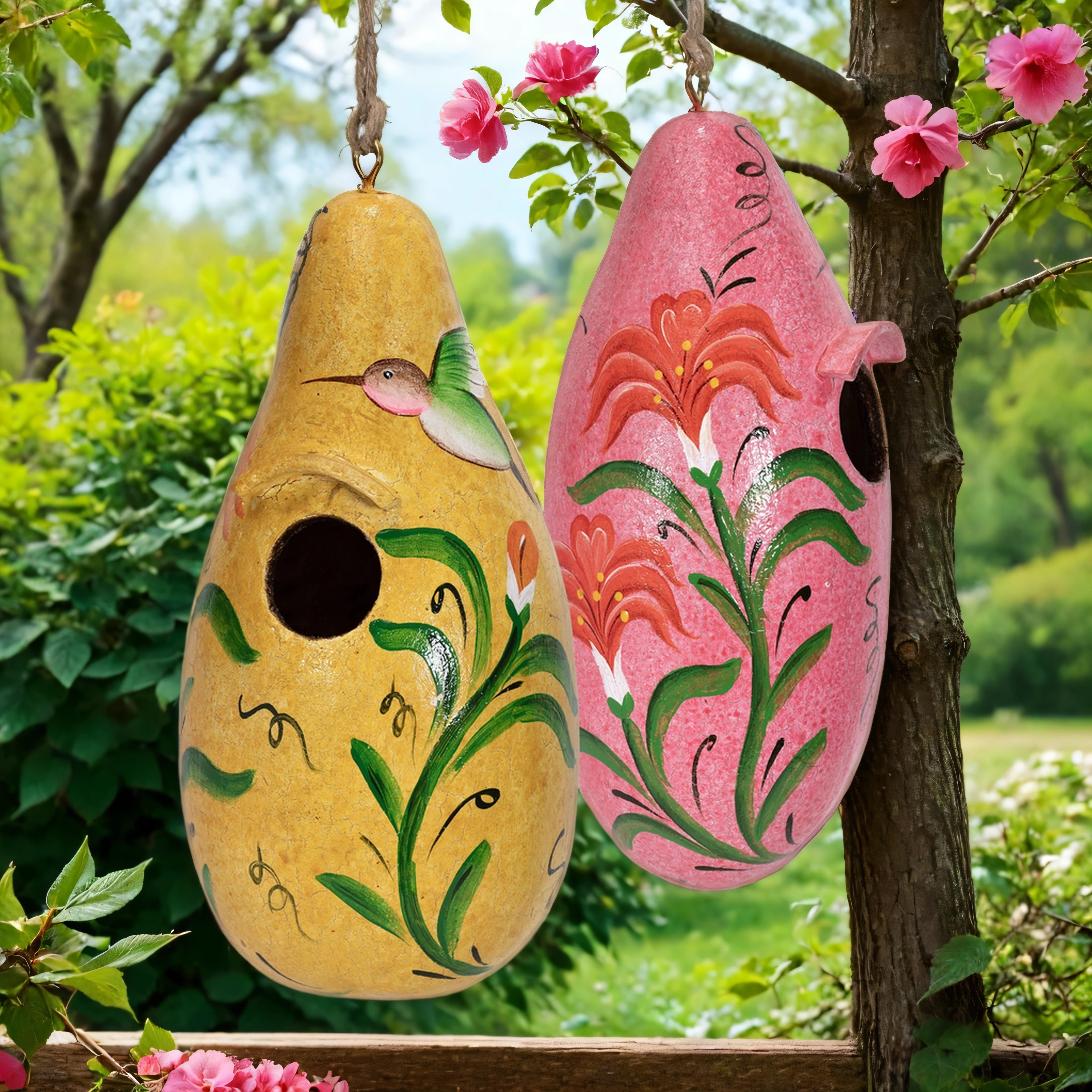 Hummingbird - Painted Gourd Birdhouse