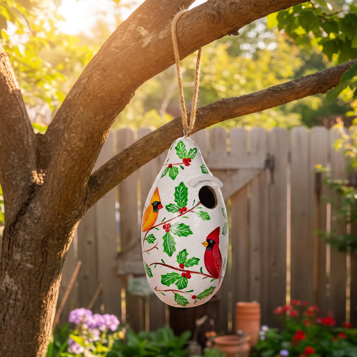 Cardinals Painted Birdhouse