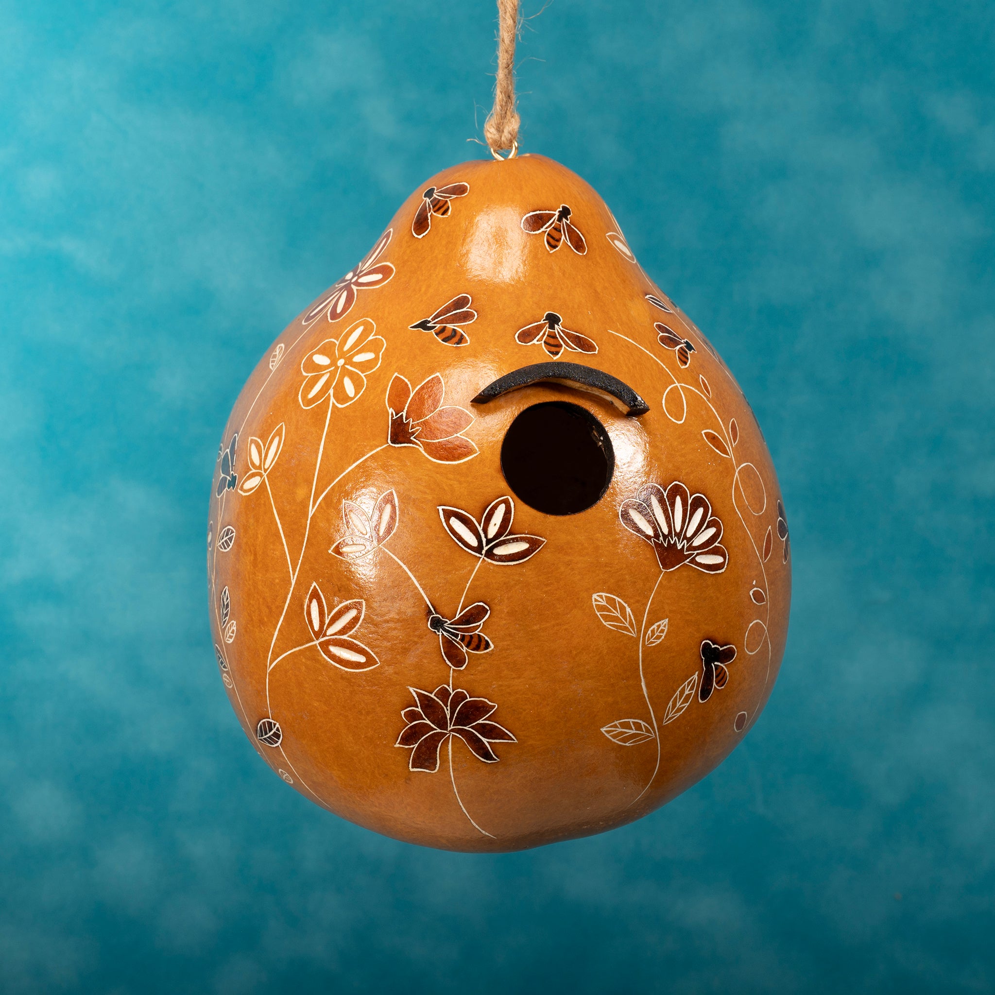 Bee & Wild Flowers - Gourd Birdhouse