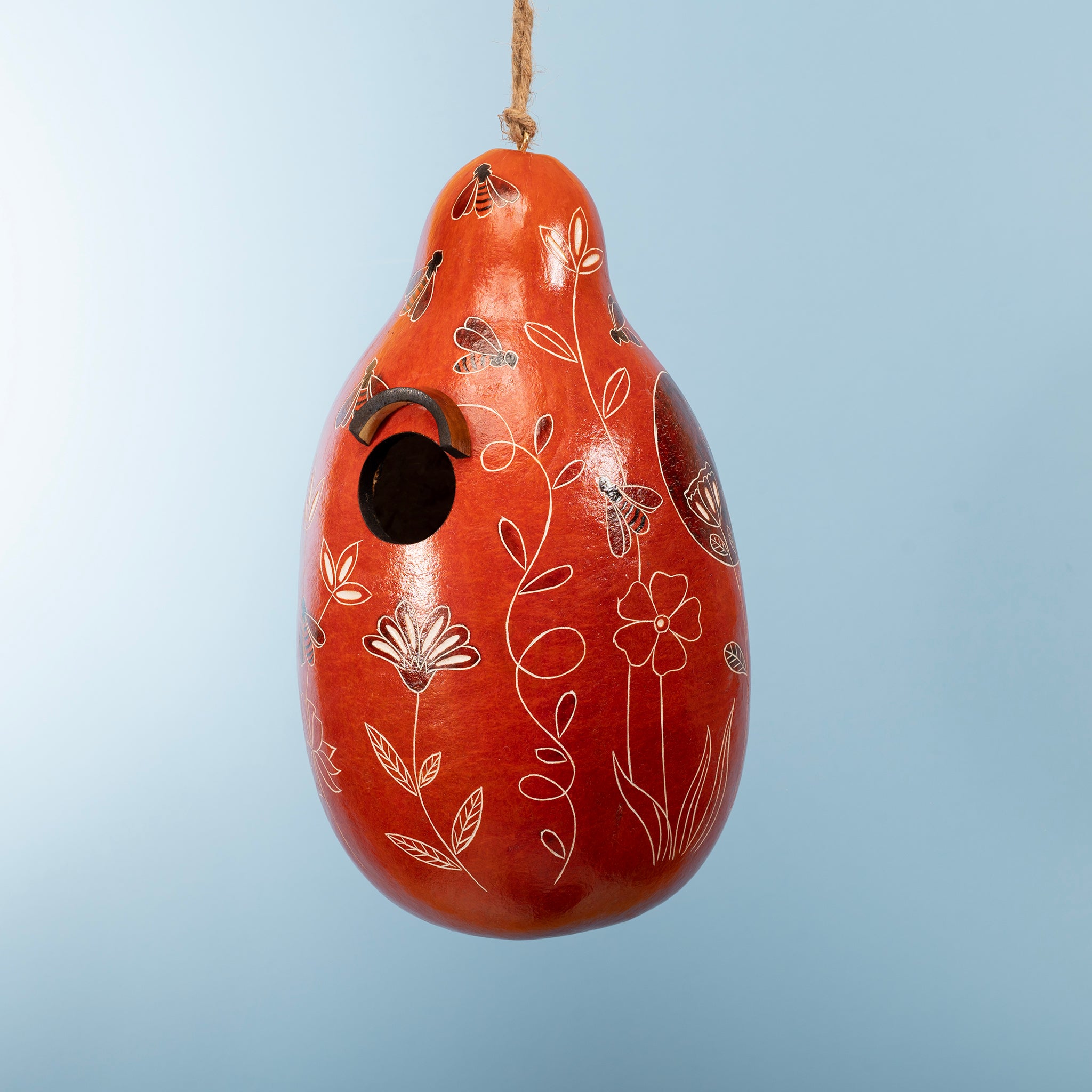 Bee & Wild Flowers - Gourd Birdhouse