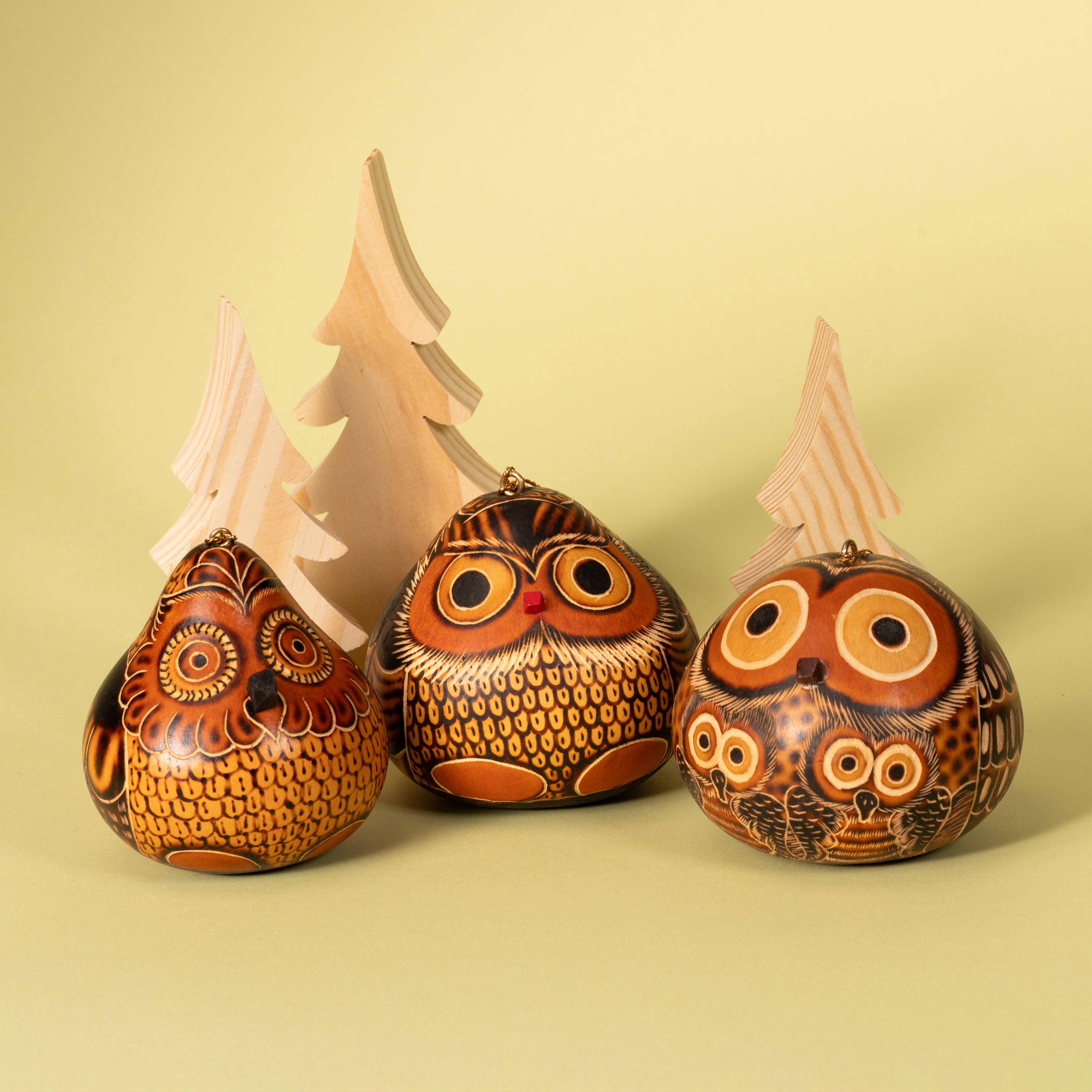 Owls Mix - Gourd Ornament
