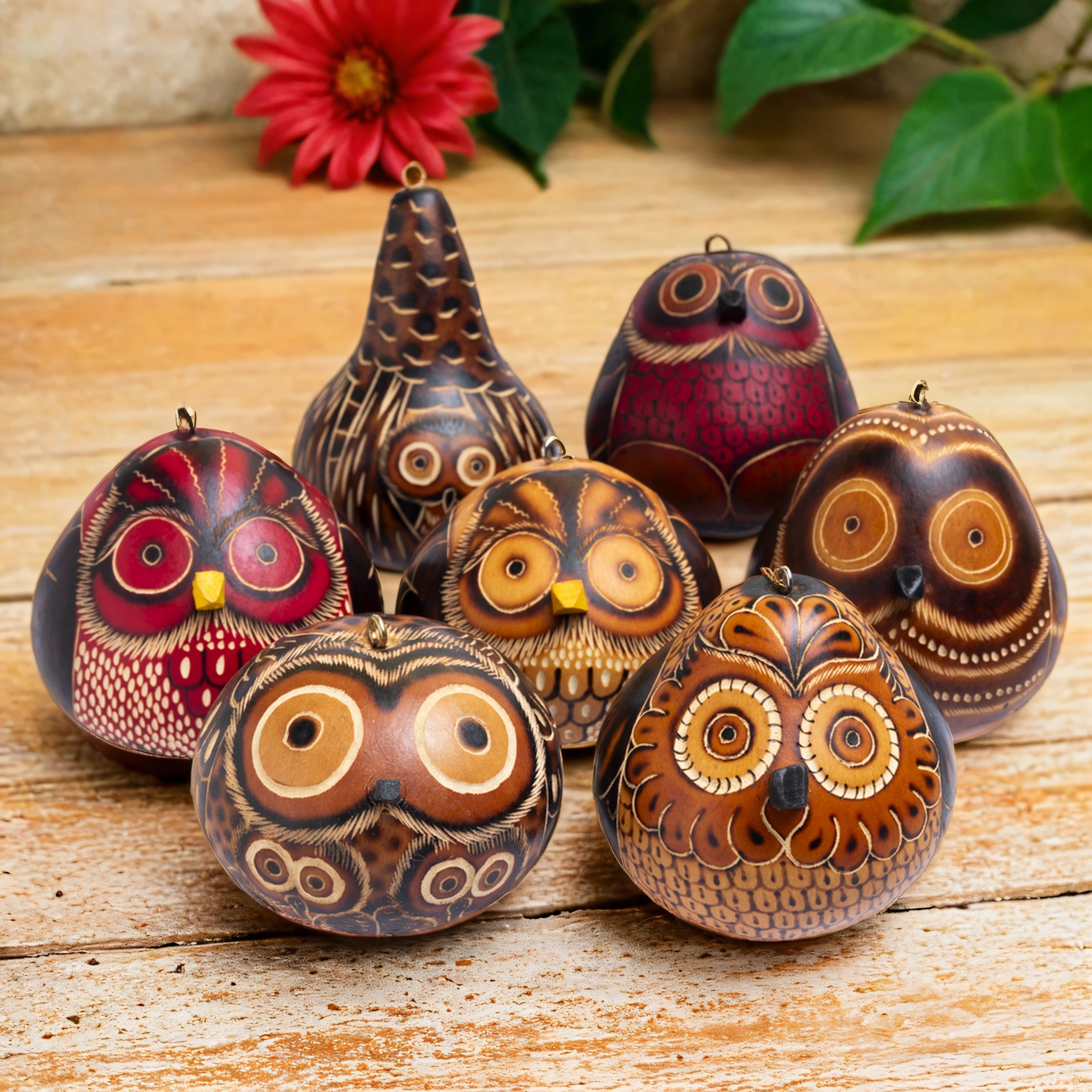 Owls Mix - Gourd Ornament