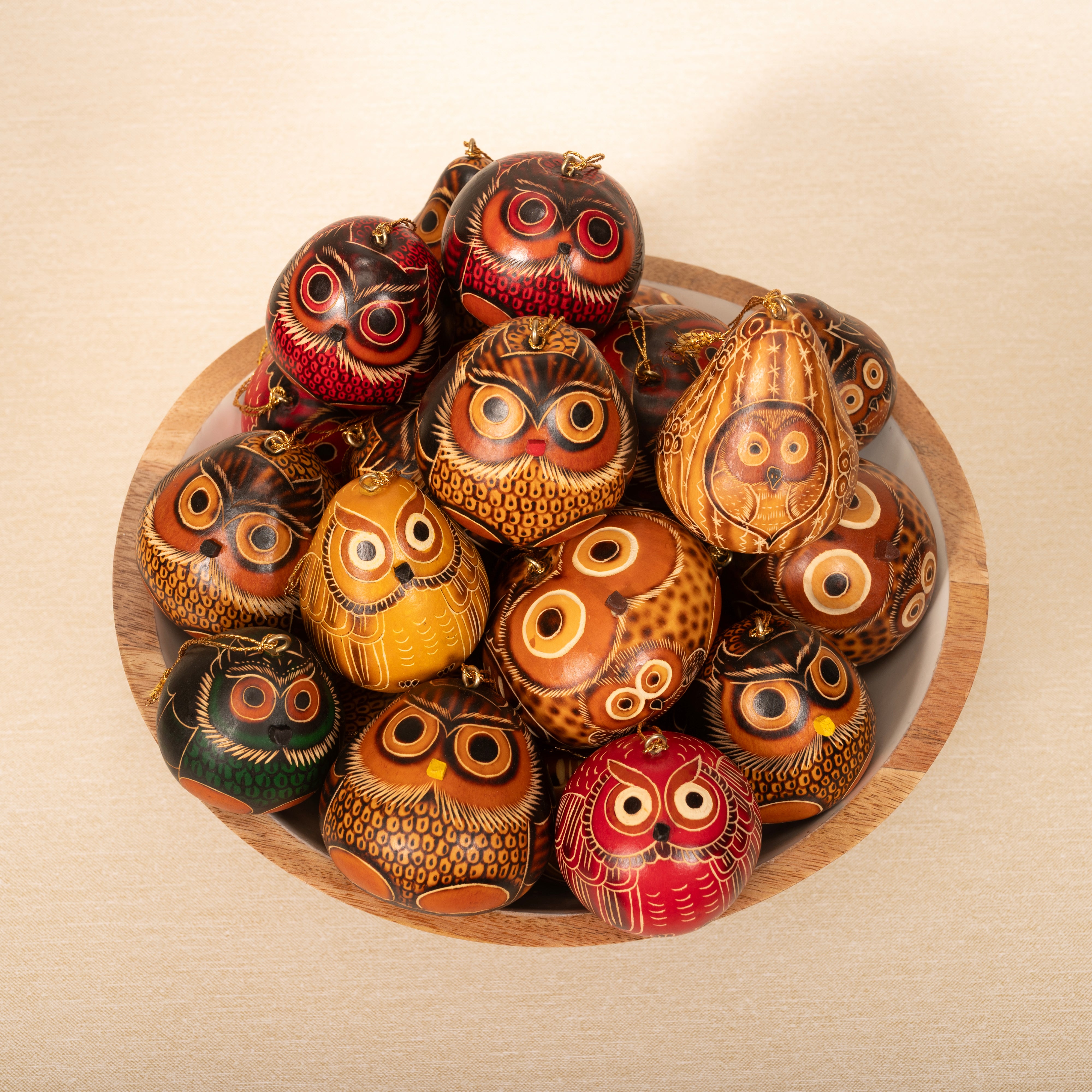 Owls Mini Mix - Gourd Ornament