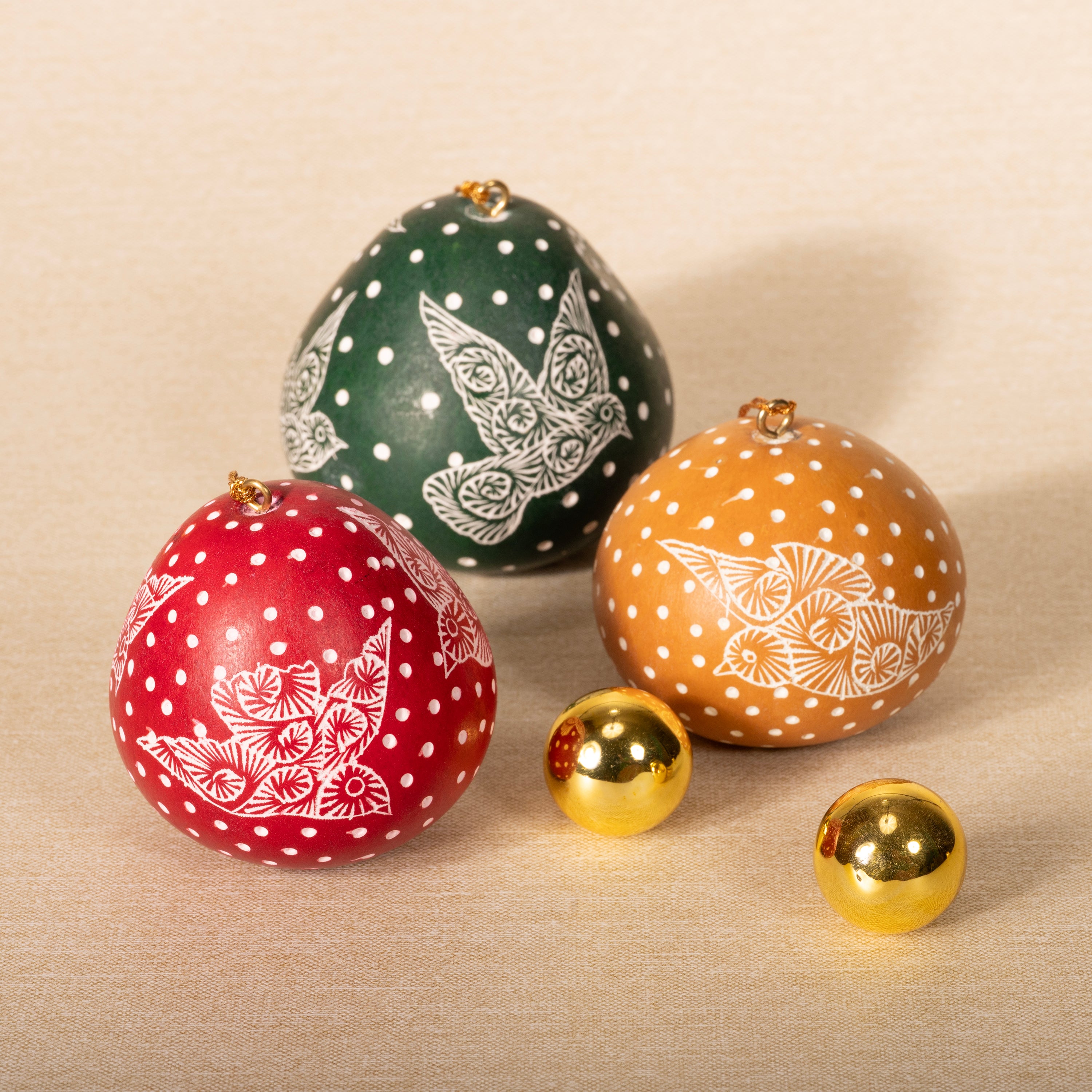 Doves - Mini Gourd Ornament