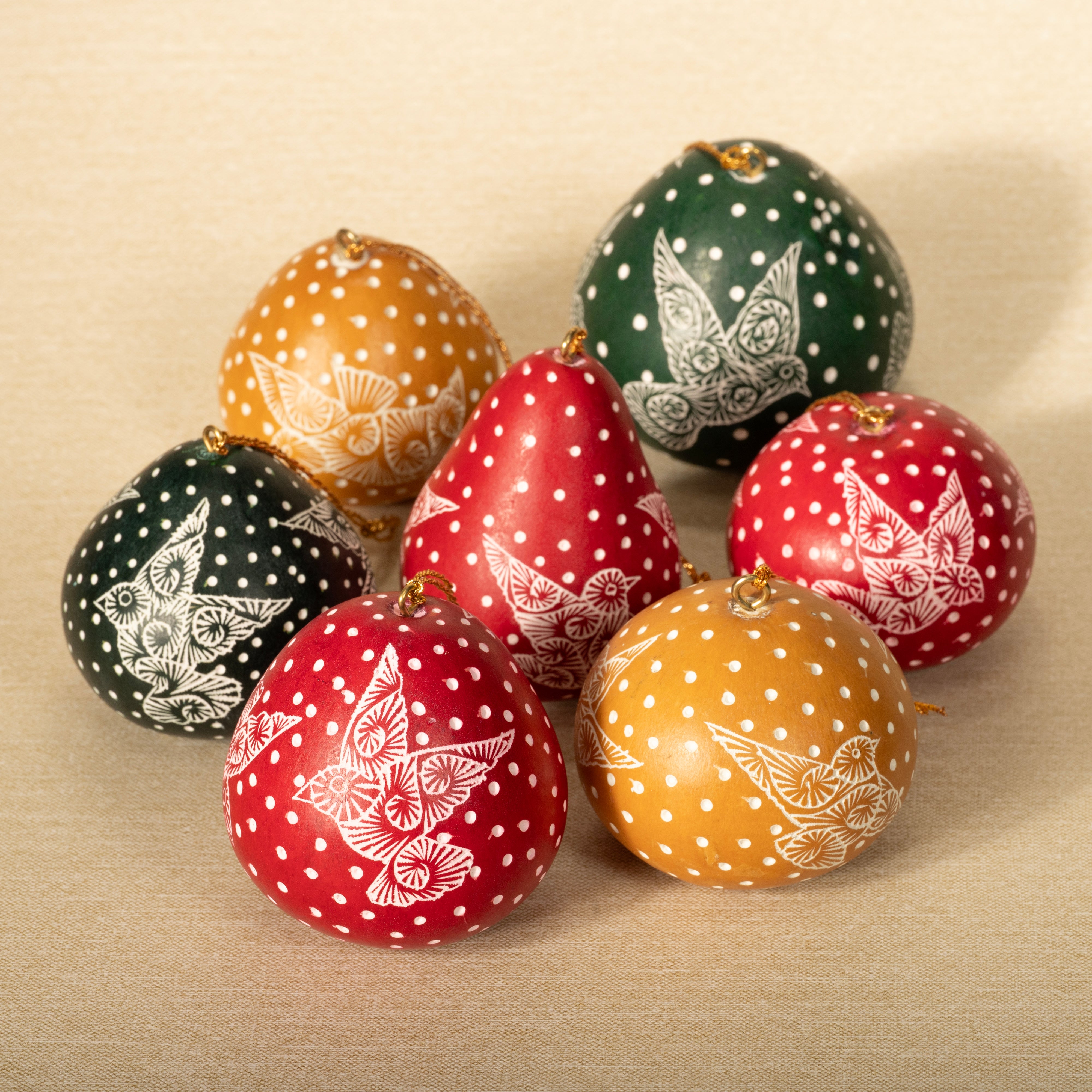 Doves - Mini Gourd Ornament