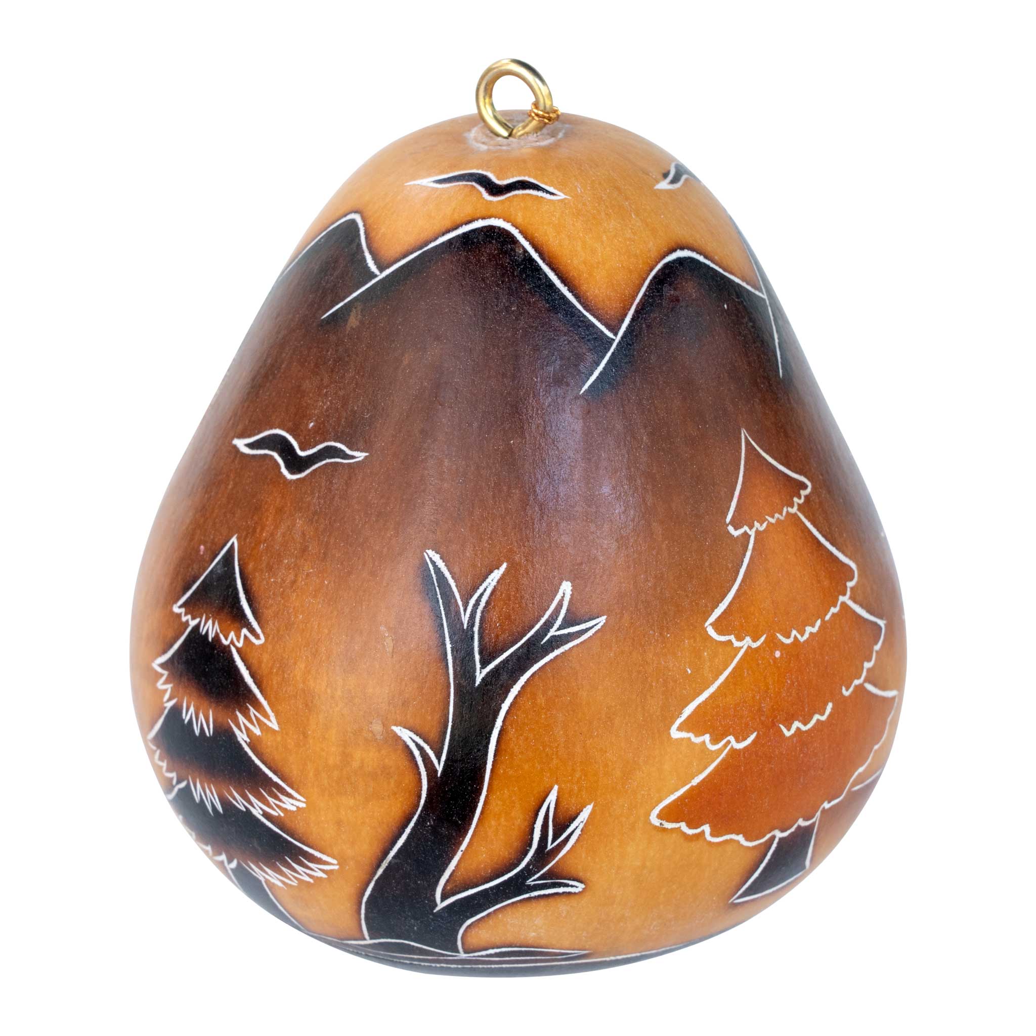 Wolf & Moon - Gourd Ornament