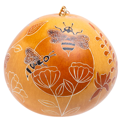 Bees & Wild Flowers - Gourd Ornament