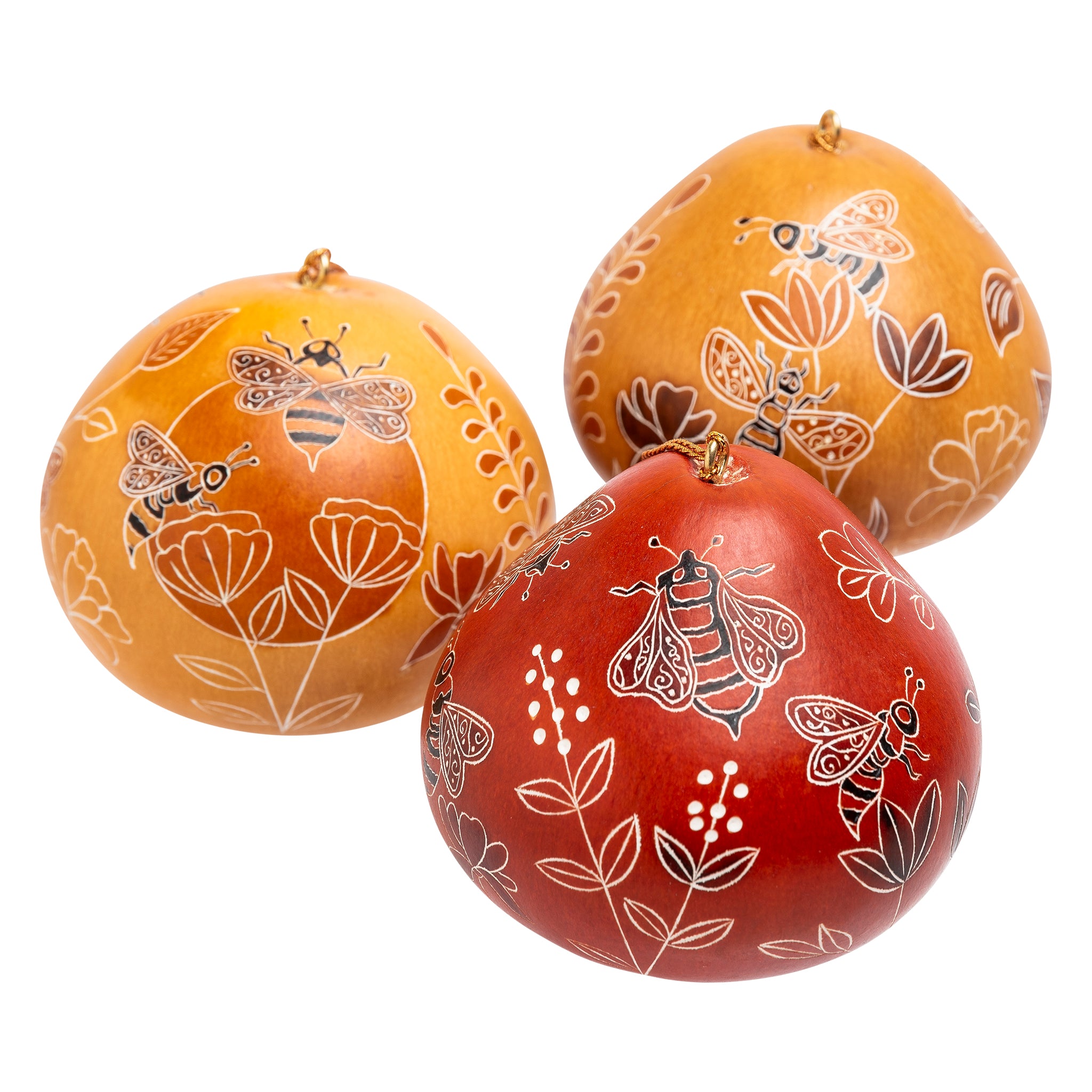 Bees & Wild Flowers - Gourd Ornament