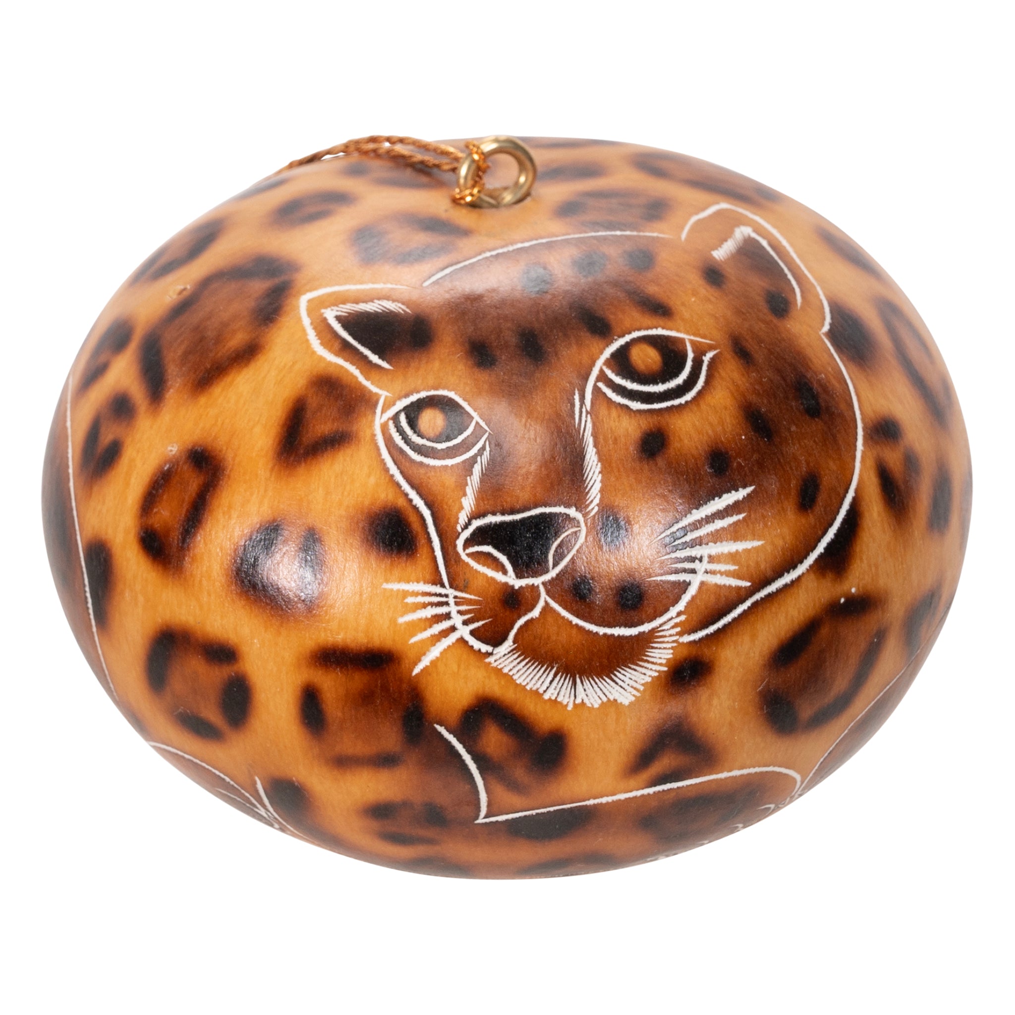 Jaguar - Hand Carved Gourd Ornament