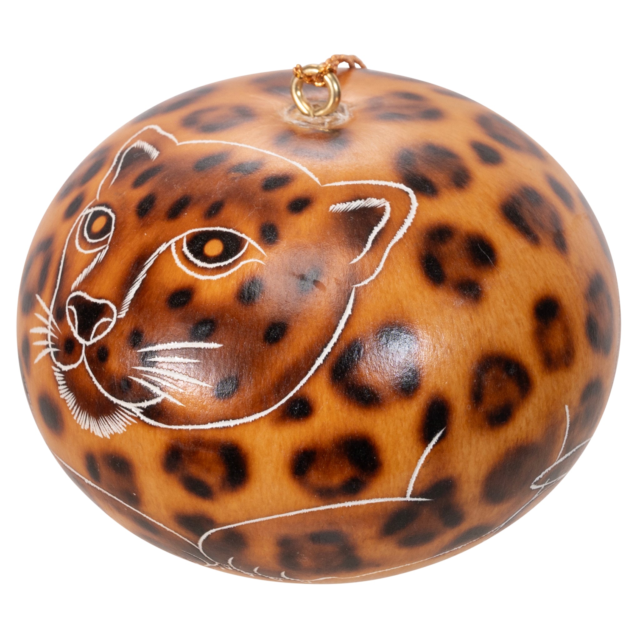 Jaguar - Hand Carved Gourd Ornament