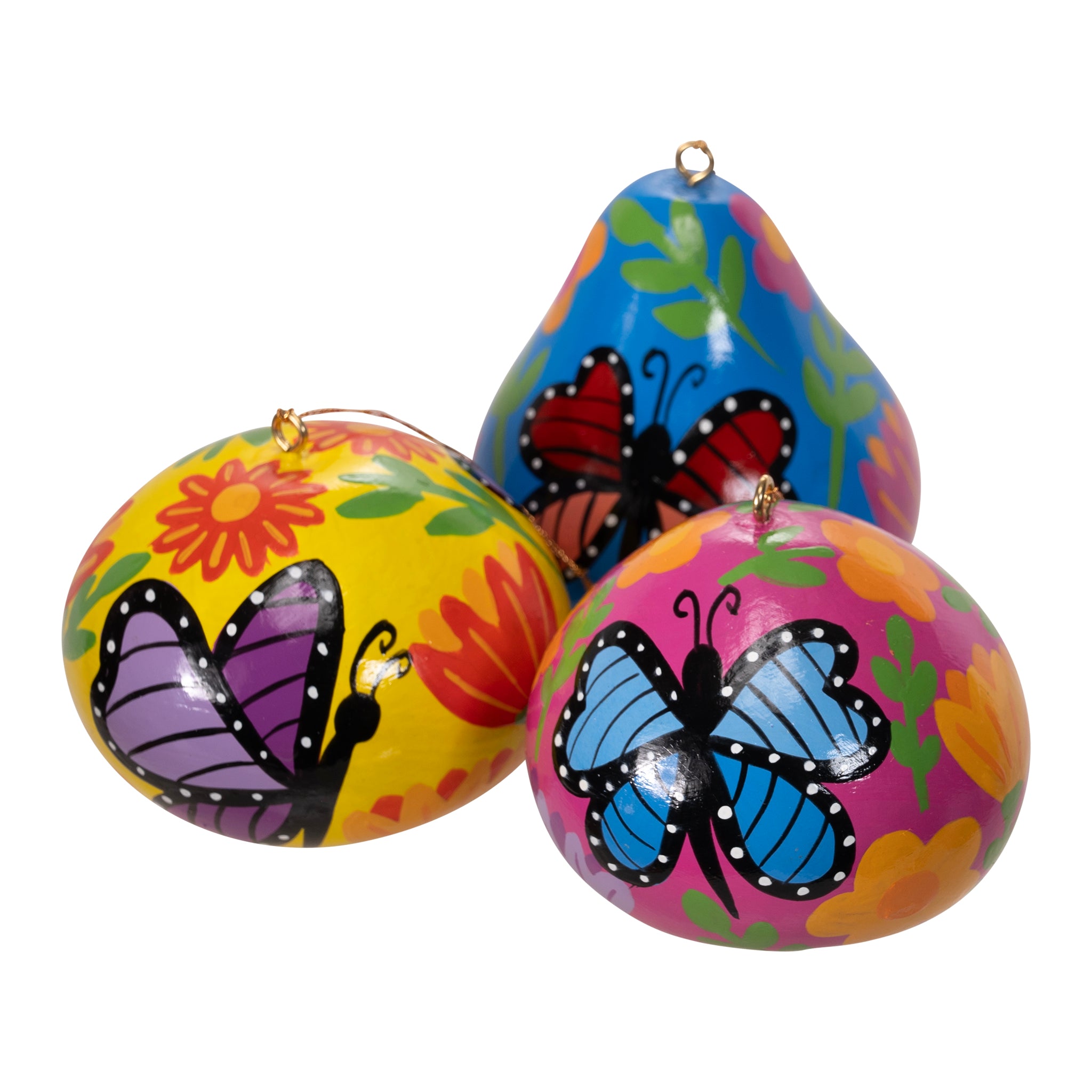 Butterflies - Painted Gourd Ornament (Sold in 6's)