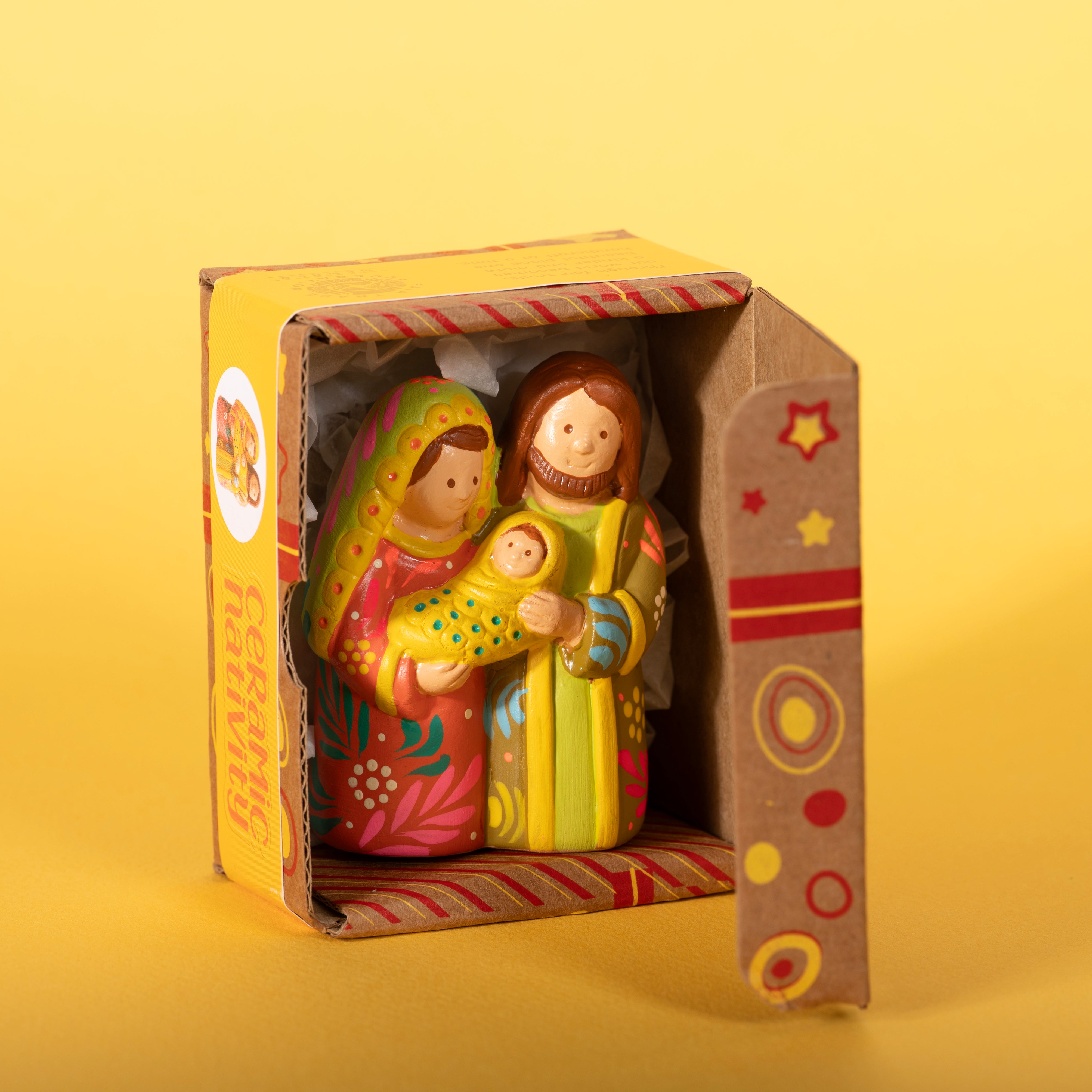 Coral & Lime Holy Family - Ceramic Nativity