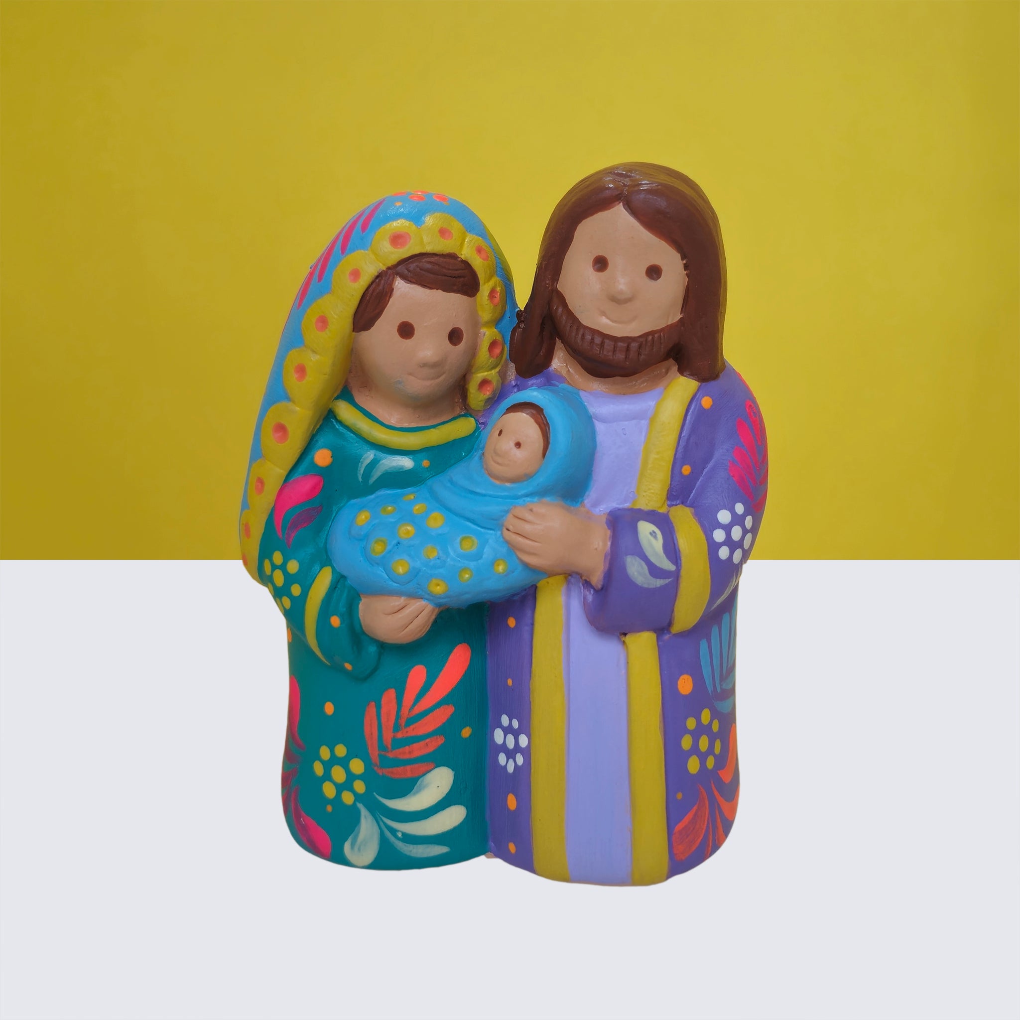 Green & Lilac Holy Family - Ceramic Nativity