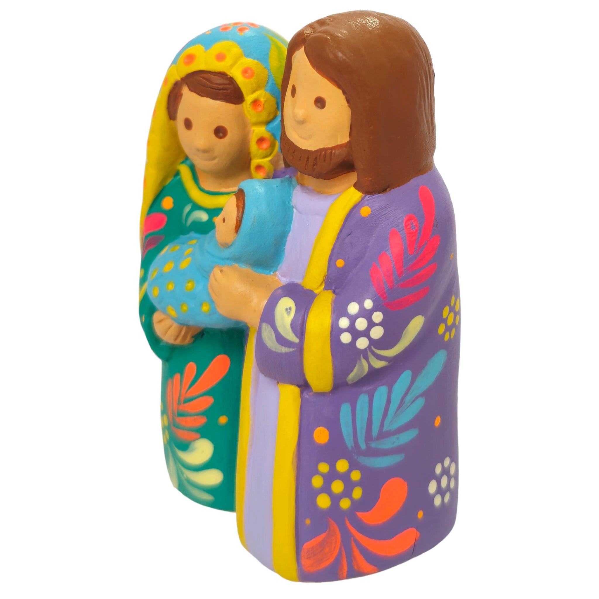 Green & Lilac Holy Family - Ceramic Nativity