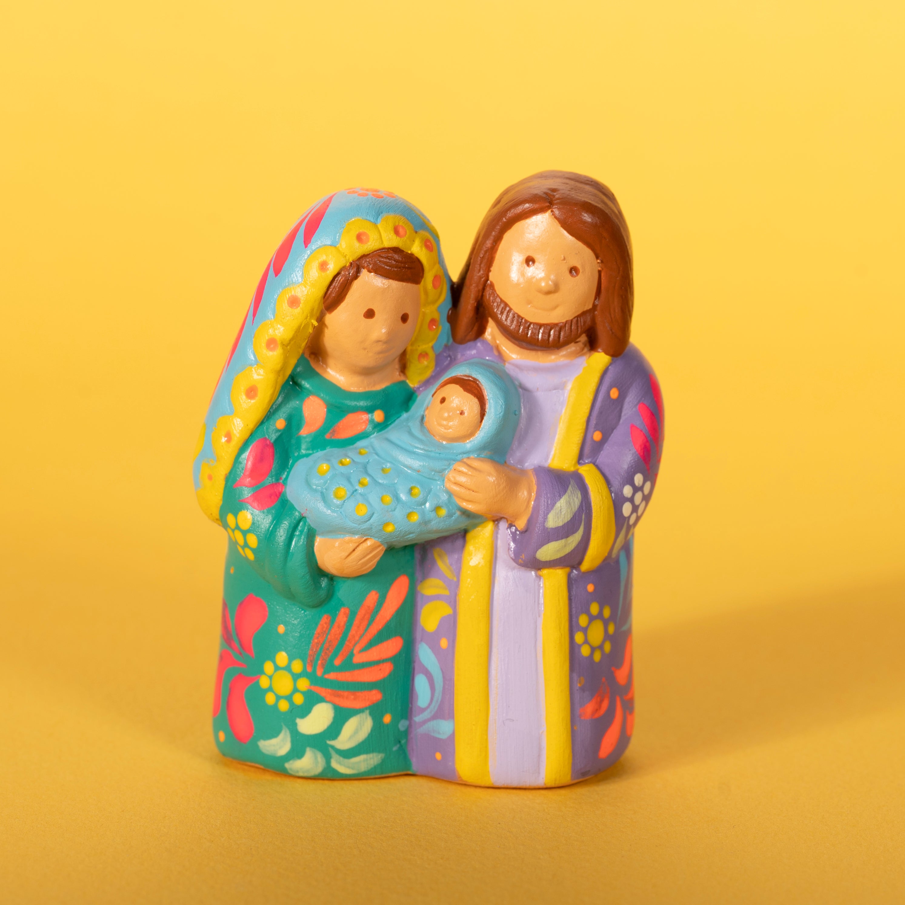 Green & Lilac Holy Family - Ceramic Nativity