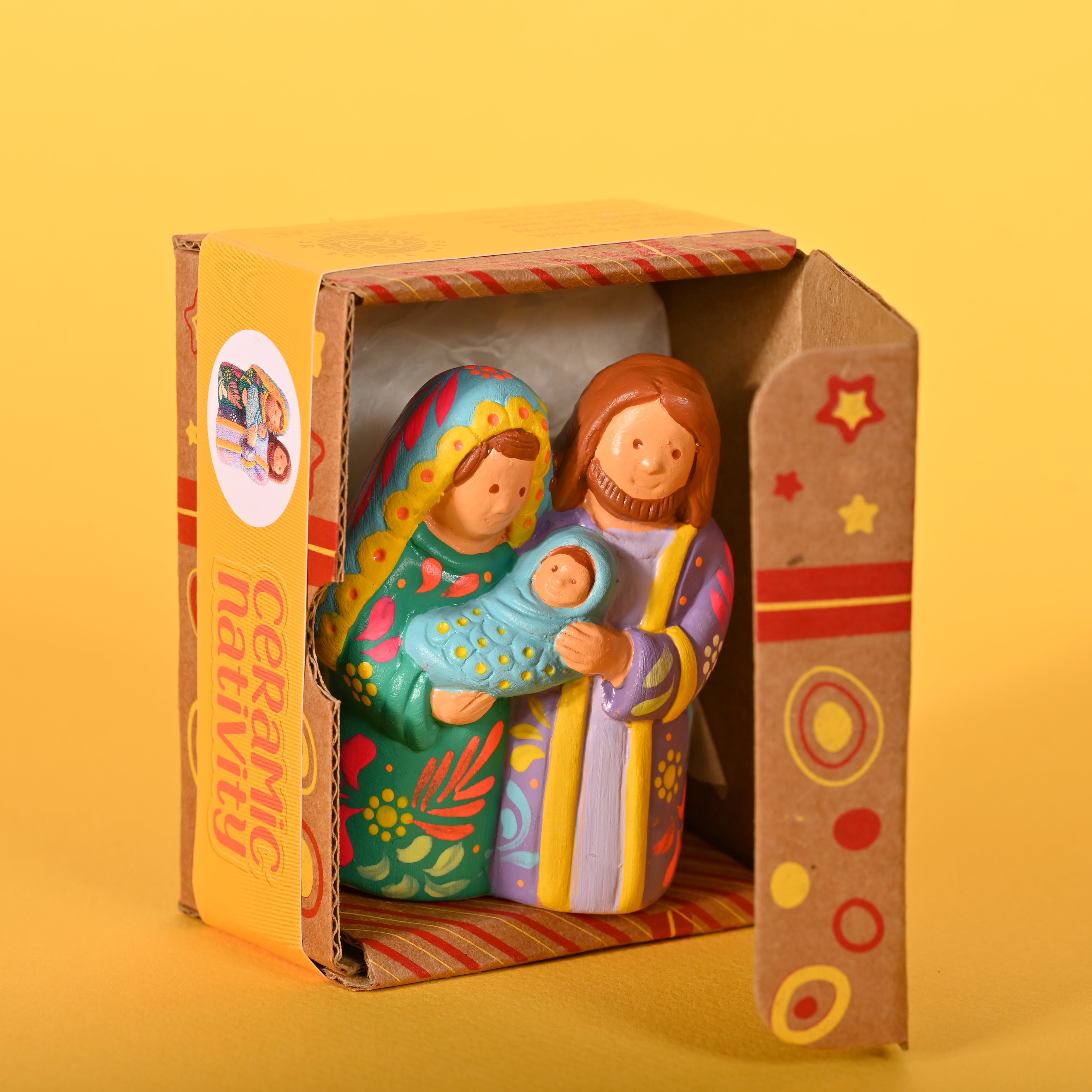 Green & Lilac Holy Family - Ceramic Nativity