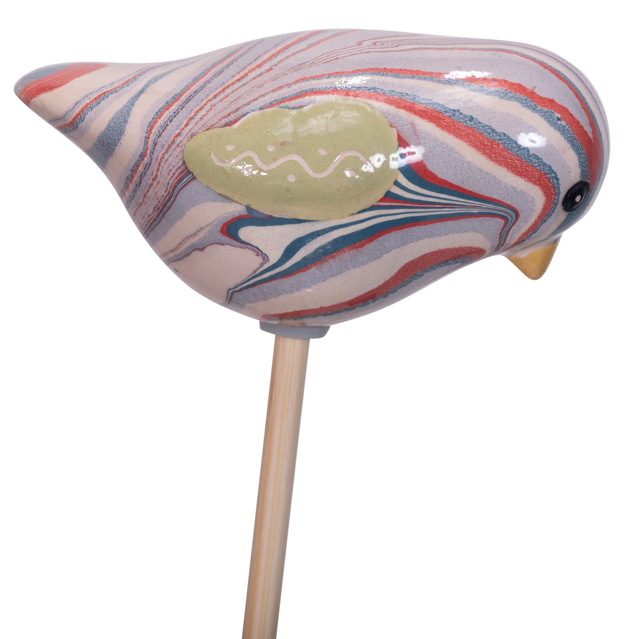 Bird Marbled Ceramic Plant Stake (sold as 6's)