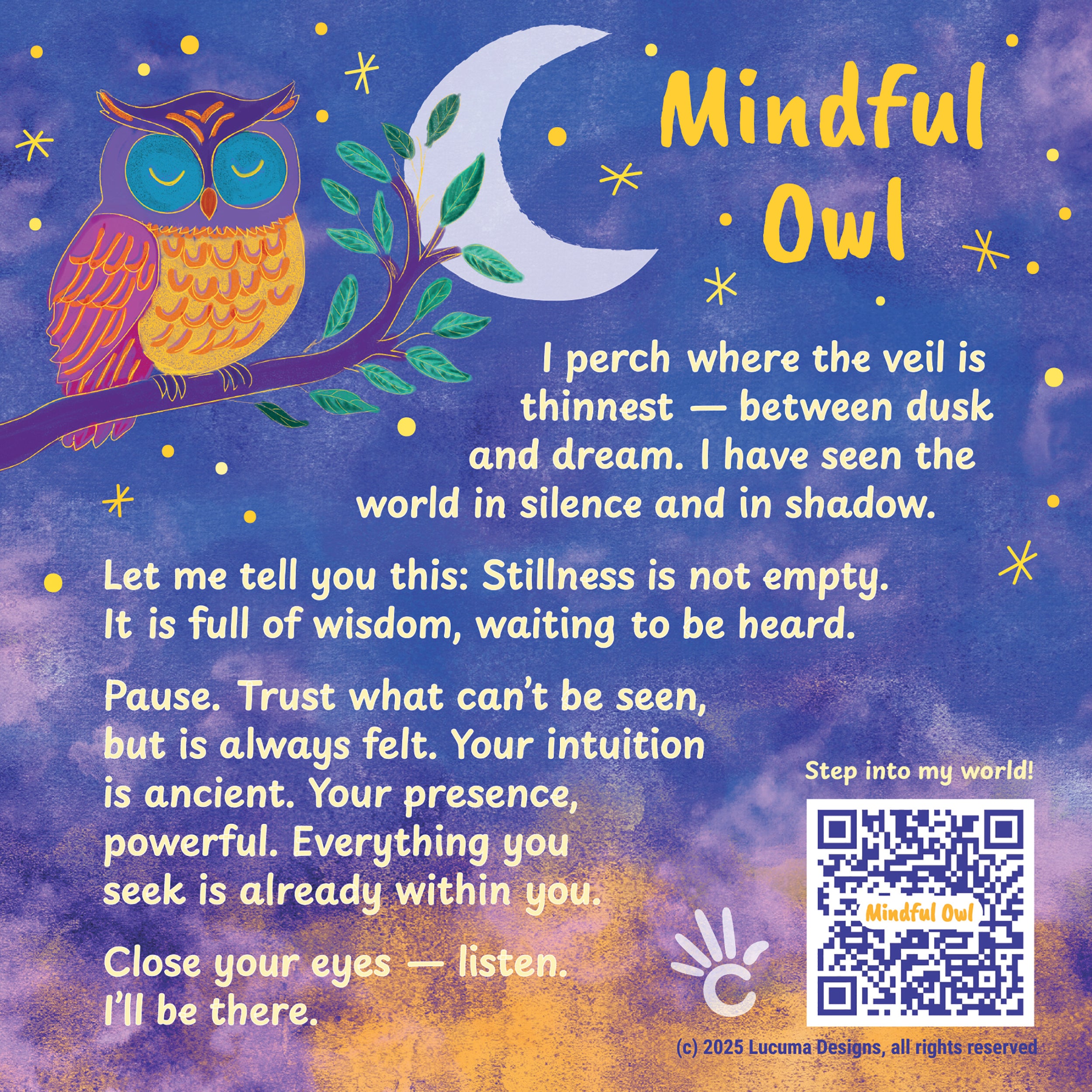 Mindful Owl – In-Store Sign (6")