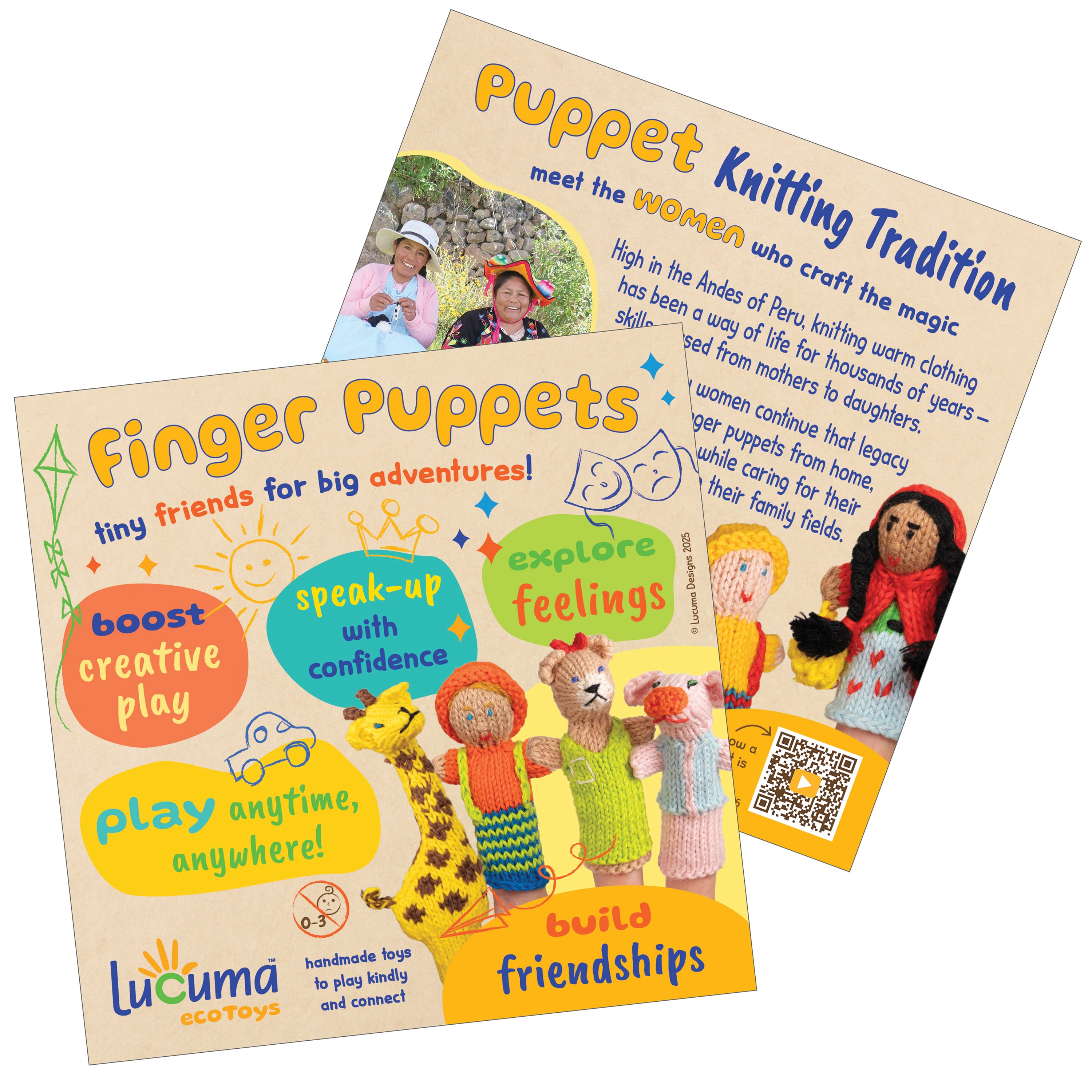 Benefits & Knit Tradition - Finger Puppet Store Sign 6" x 6"