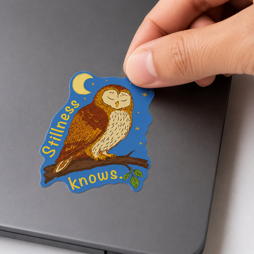 Barn Owl Sticker - Stillness knows