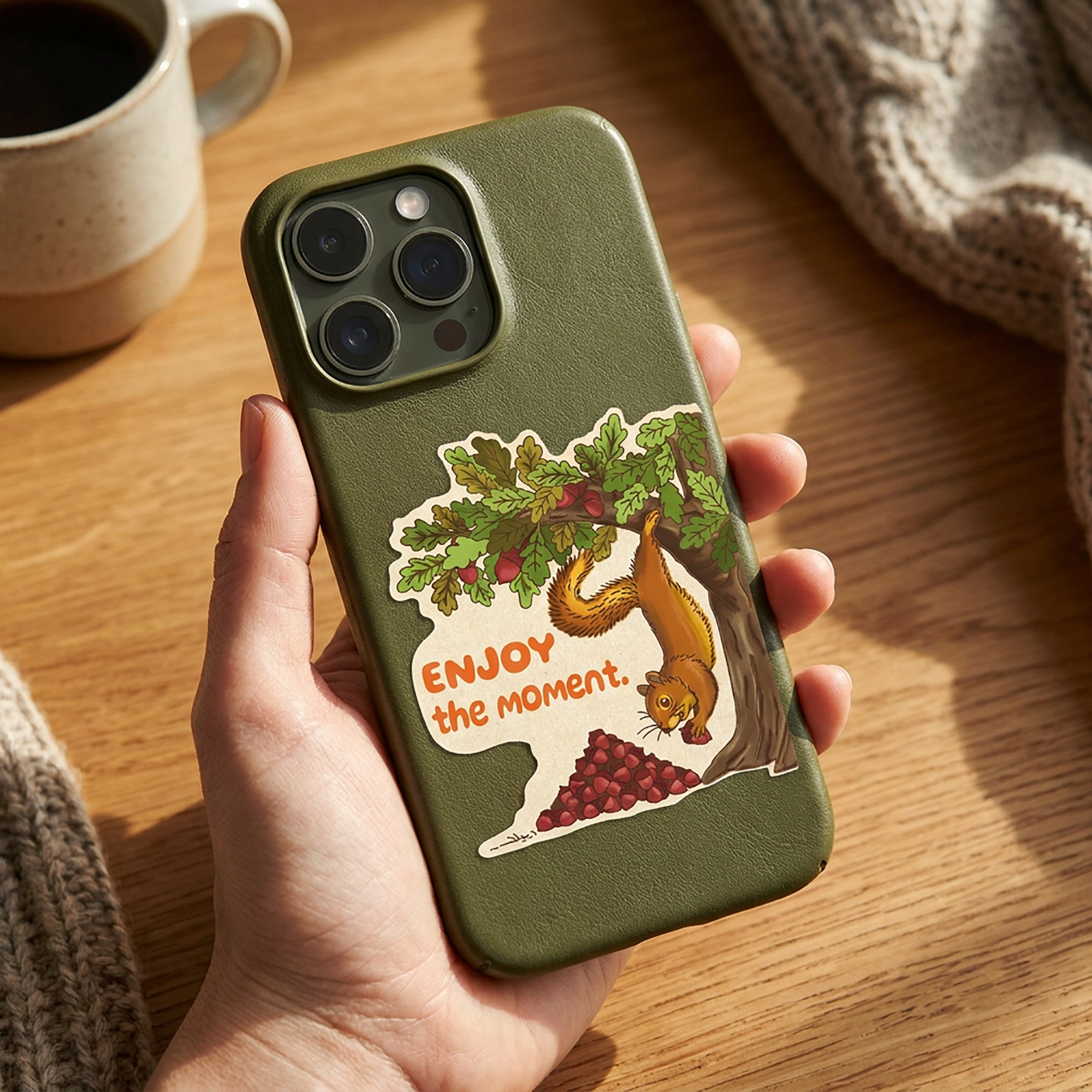 Squirrel Sticker “Enjoy the moment.”