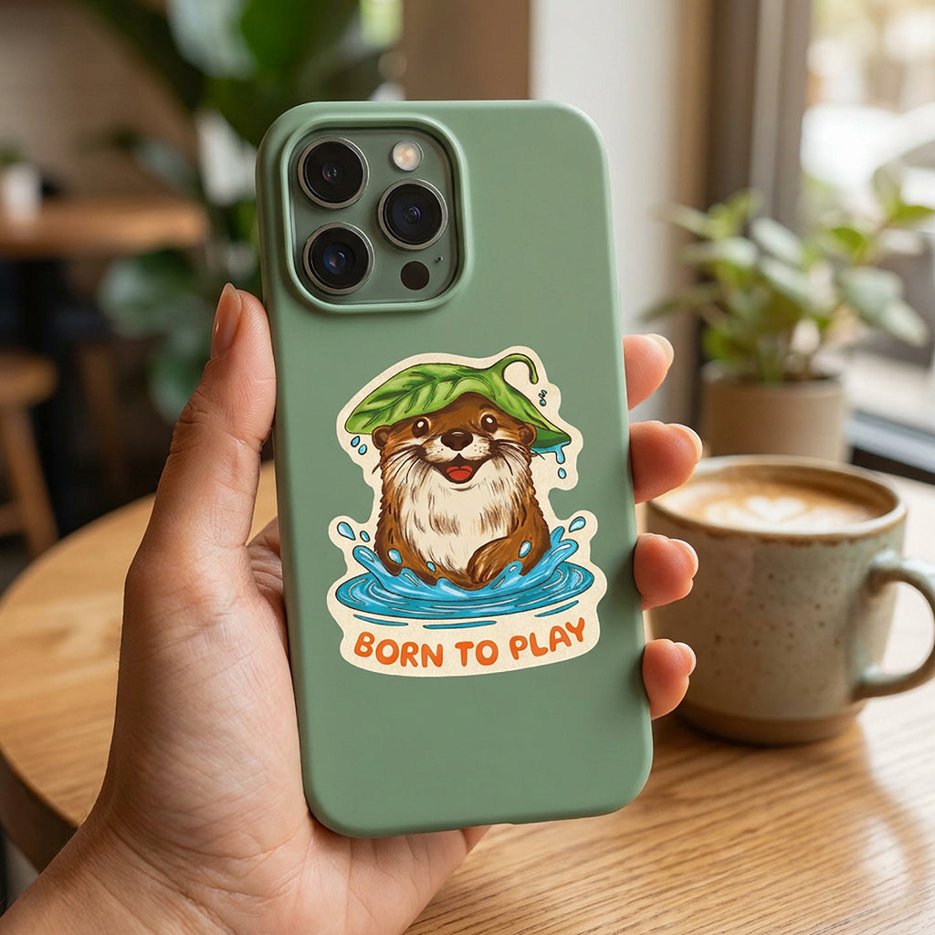 River Otter Sticker - Born to play.