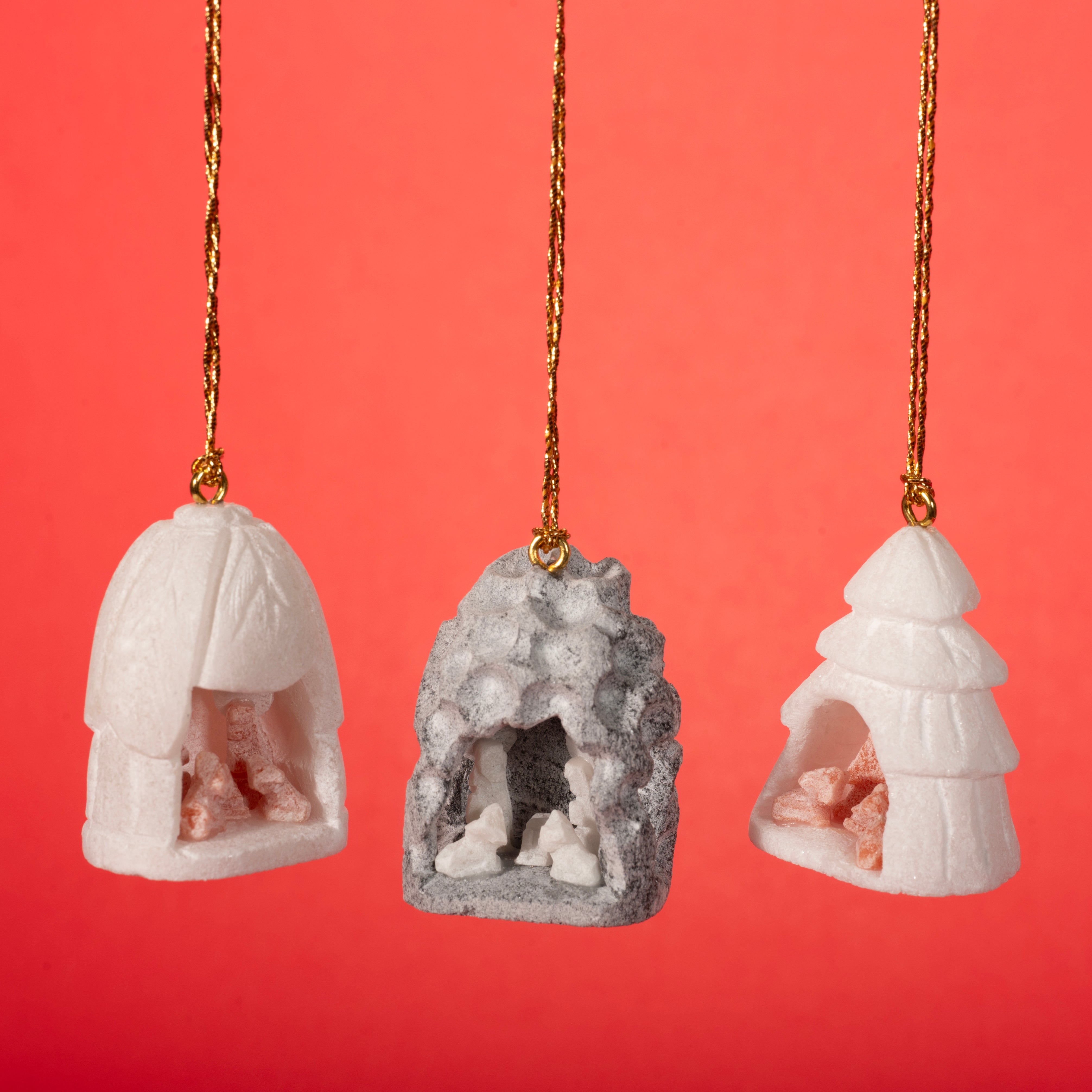 Mini Nativity Alabaster Carved Ornament, 1.25"