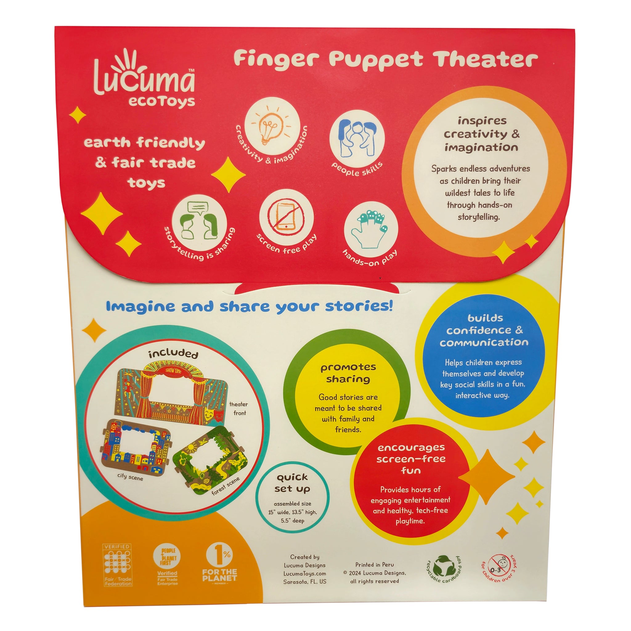 Finger Puppet Theater - Eco-Friendly Cardboard Toy (sold in 8's)