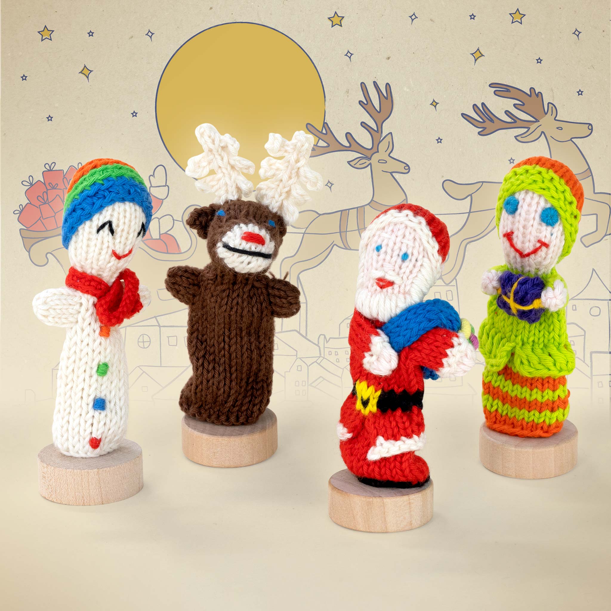 Christmas Story Pack of 4 - Organic Cotton Finger Puppets