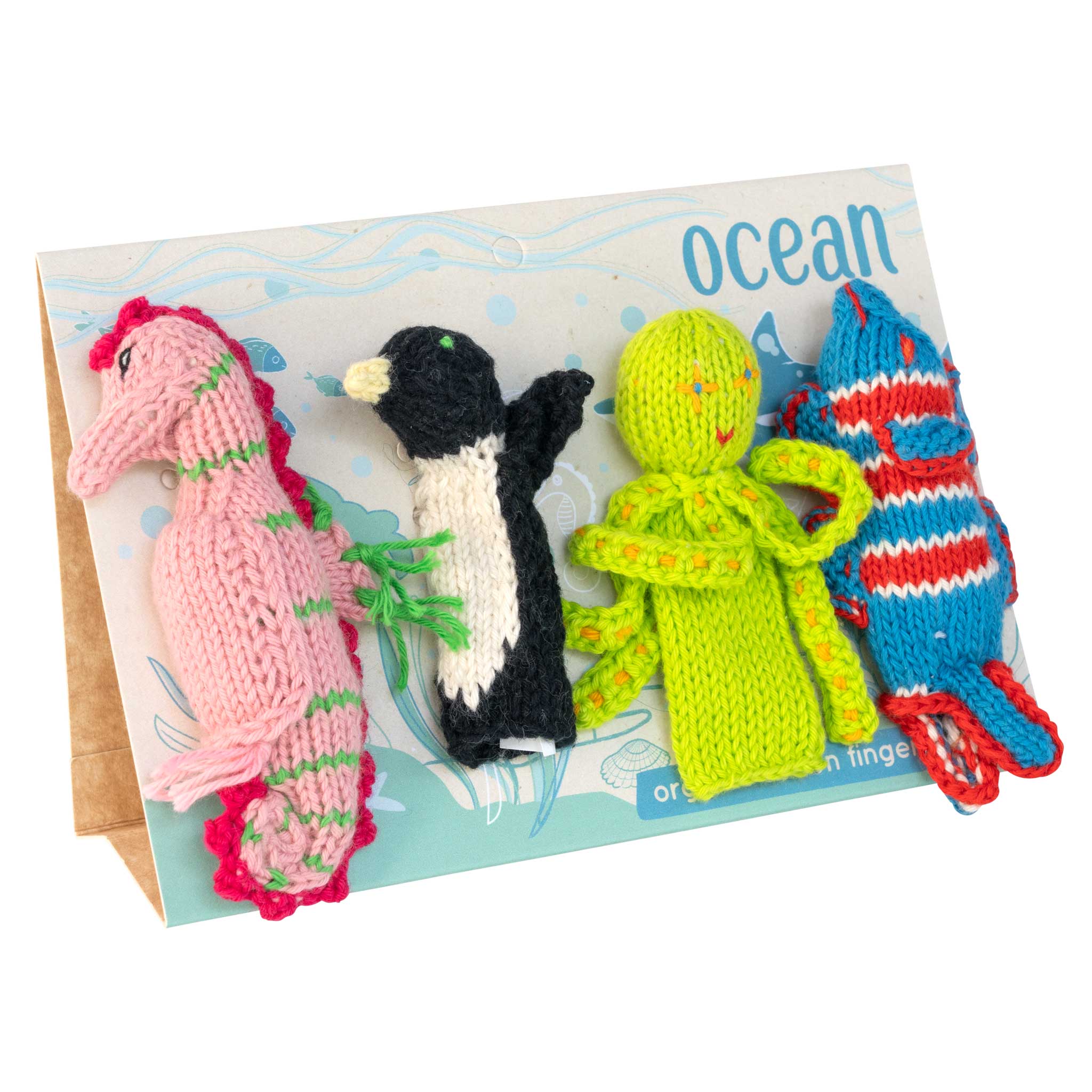 Ocean Story Pack of 4 - Organic Cotton Finger Puppets