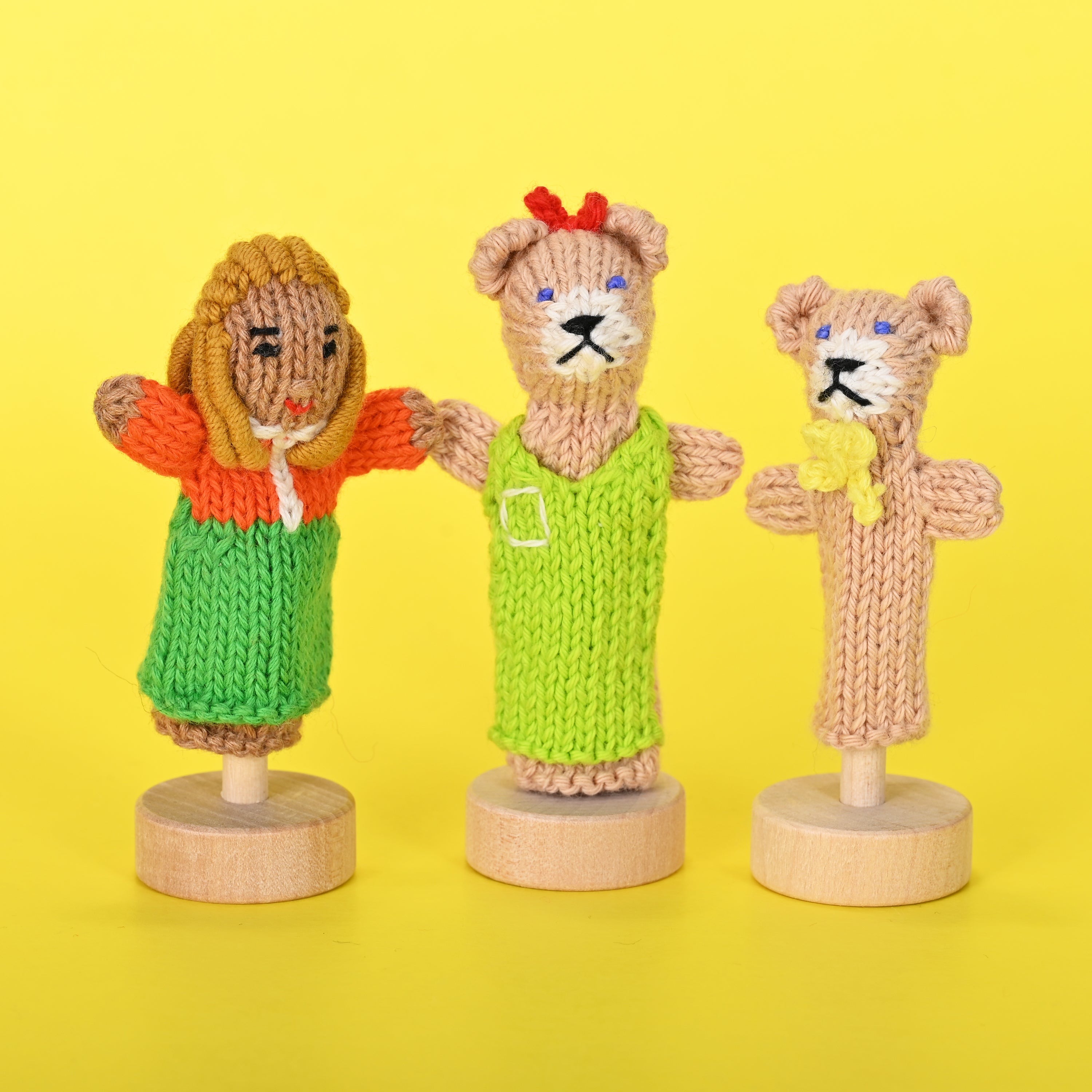 Goldilocks Story Pack of 4 - Organic Cotton Finger Puppets