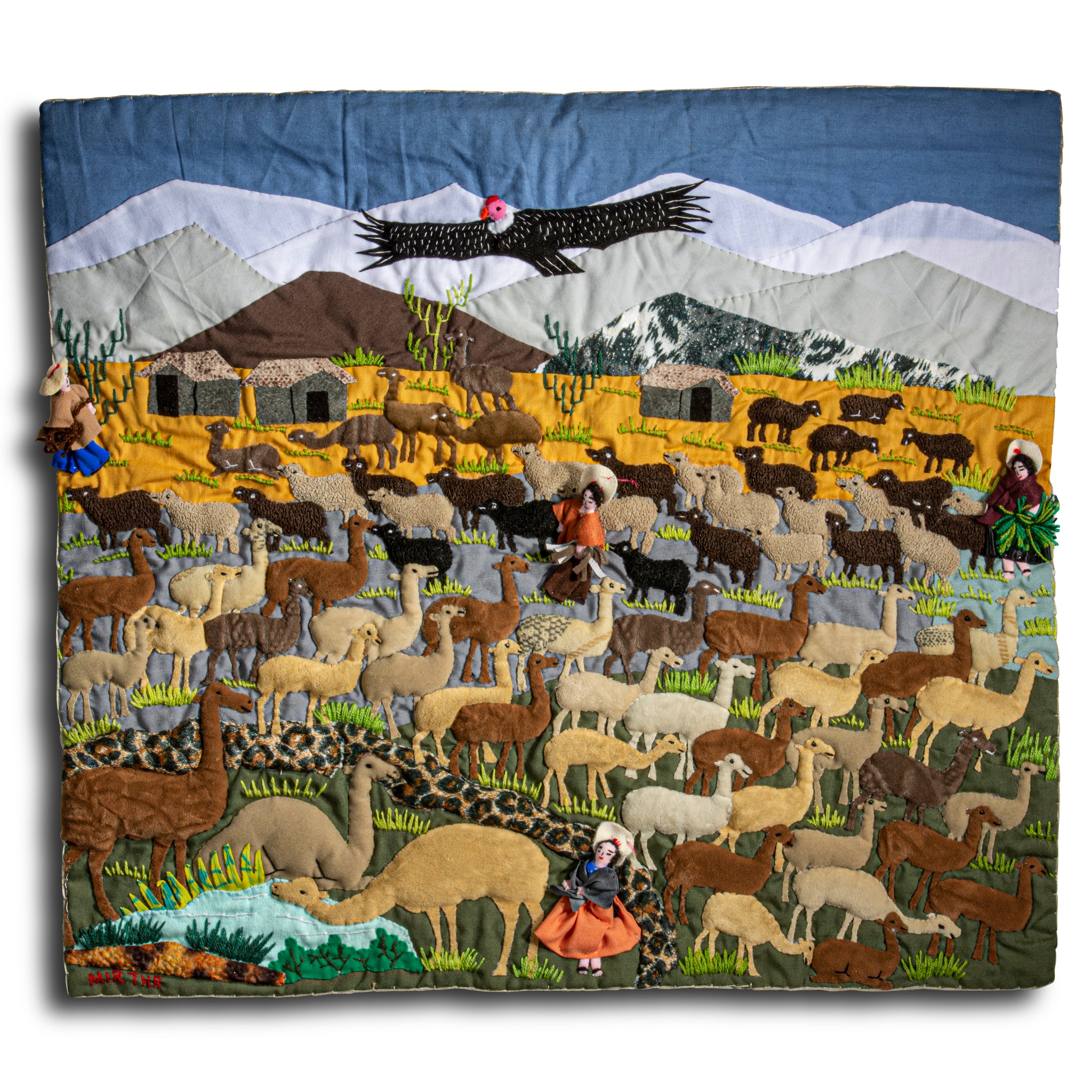 Llamas & Alpacas - Medium 3-D Arpillera Art Quilt