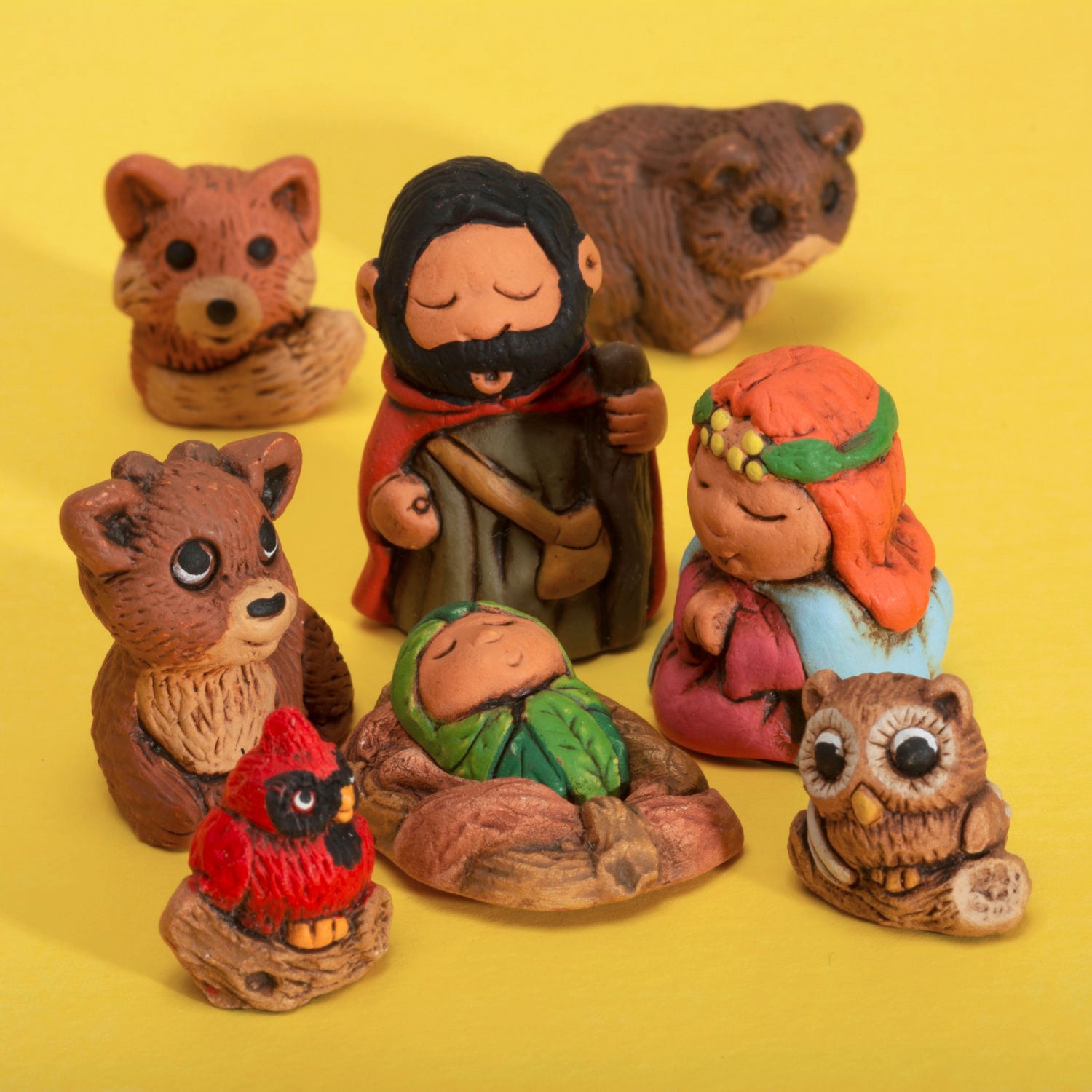 Woodsy - Mini Nativity Set of 9, 1"H