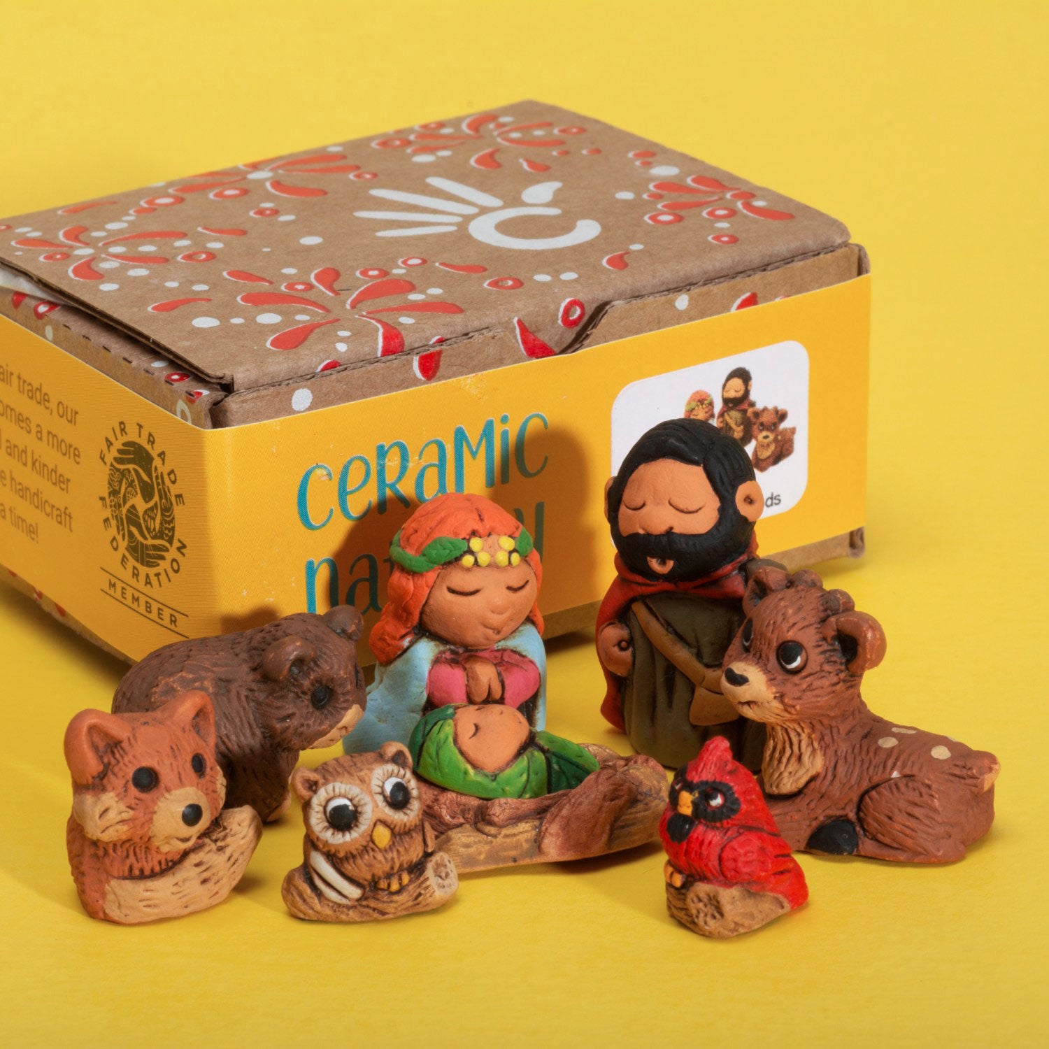 Woodsy - Mini Nativity Set of 9, 1"H