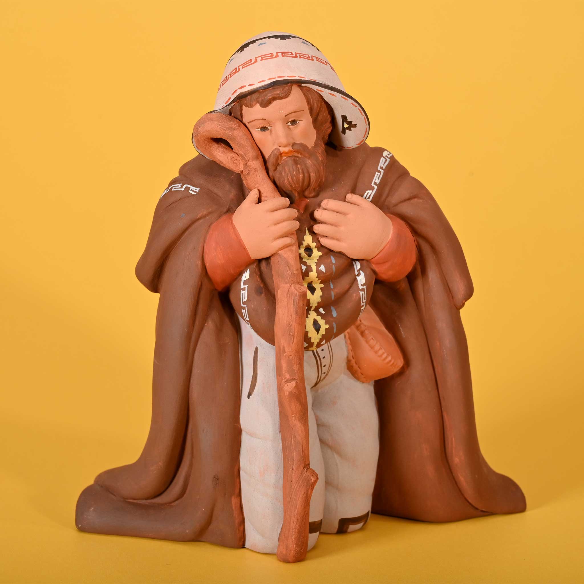 Holy Family and Llama - Fine Ceramic Nativity Set of 5 - 6.7"H