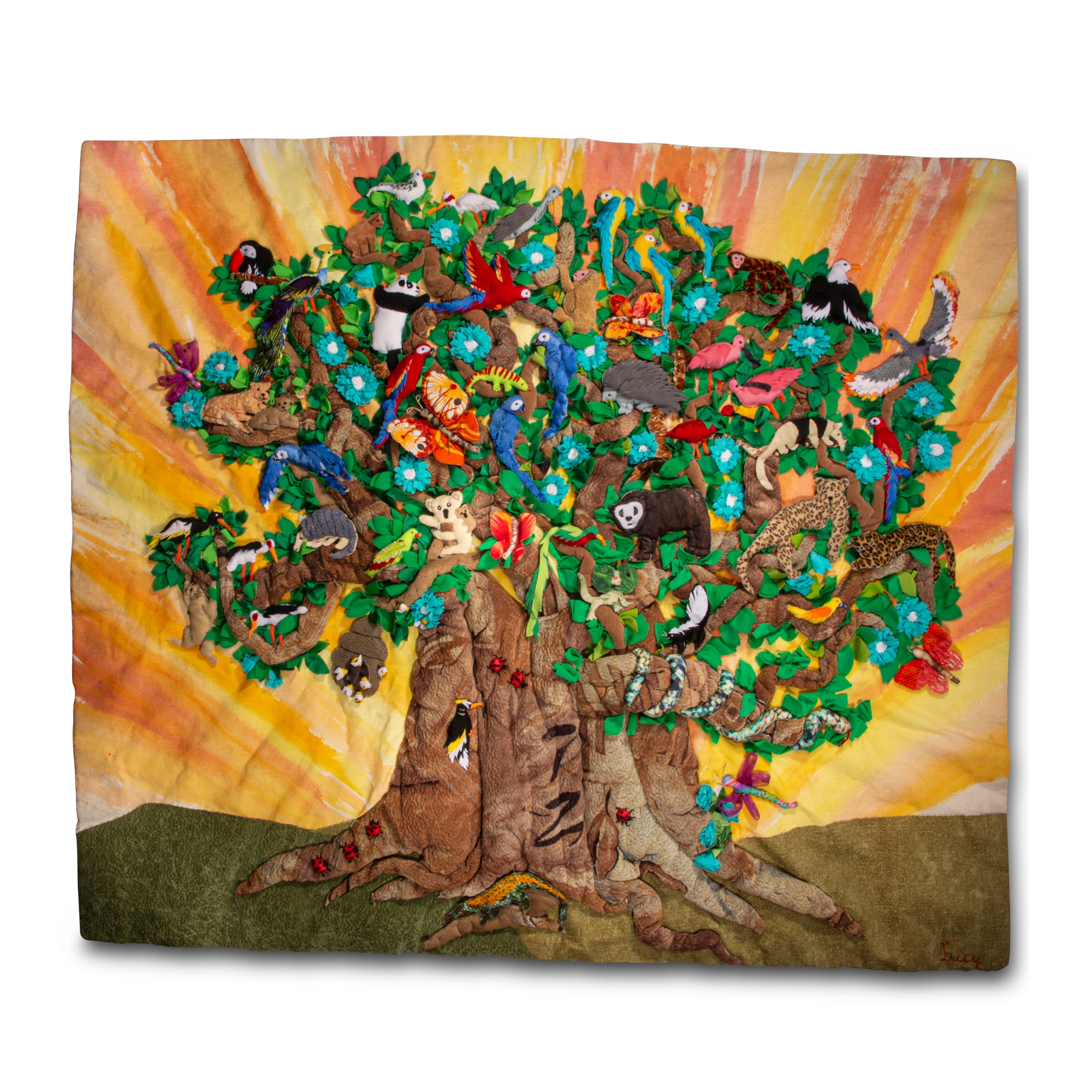 Rainforest Tree by Lucy and Alessandra - Large 3-D Arpillera Art Quilt