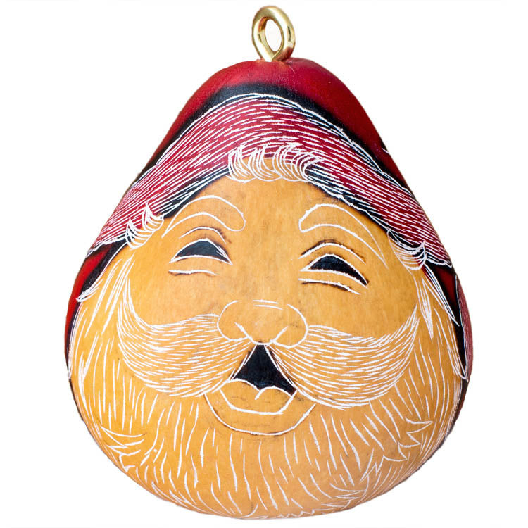 Santa Smile  - Mini Gourd Ornament
